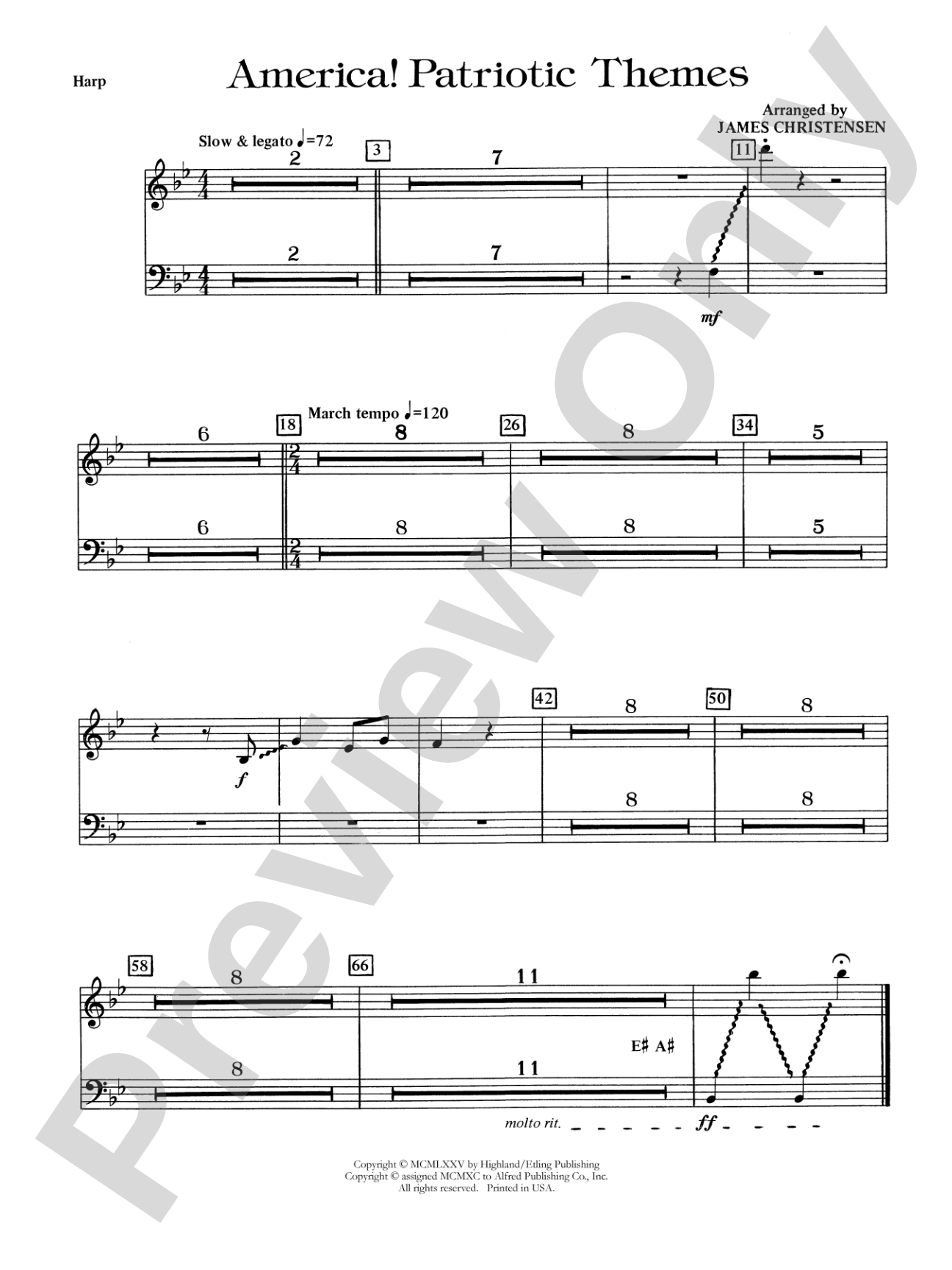 America! Patriotic Themes (as played at Disney World): Harp