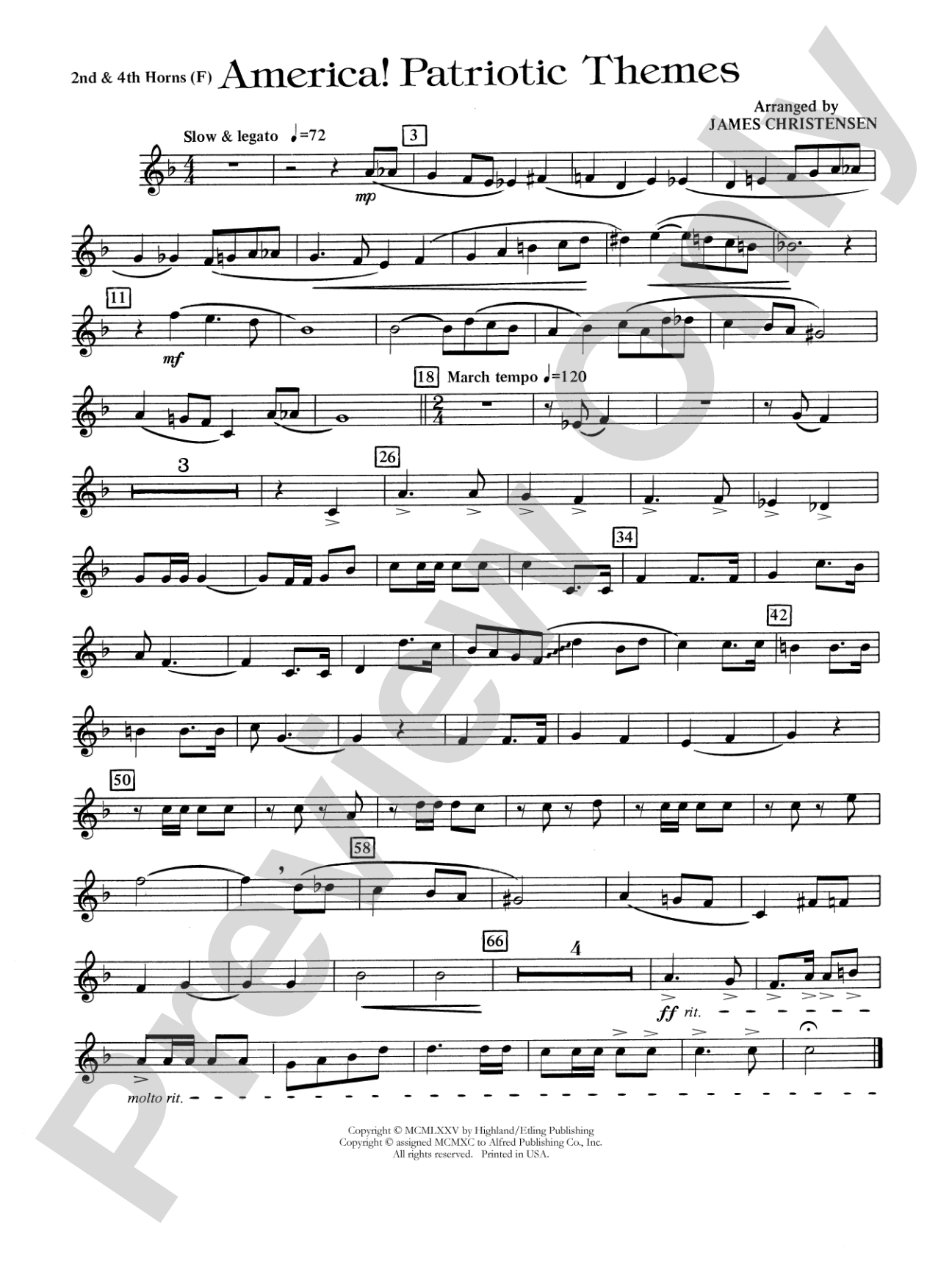 America! Patriotic Themes (as played at Disney World): 2nd F Horn