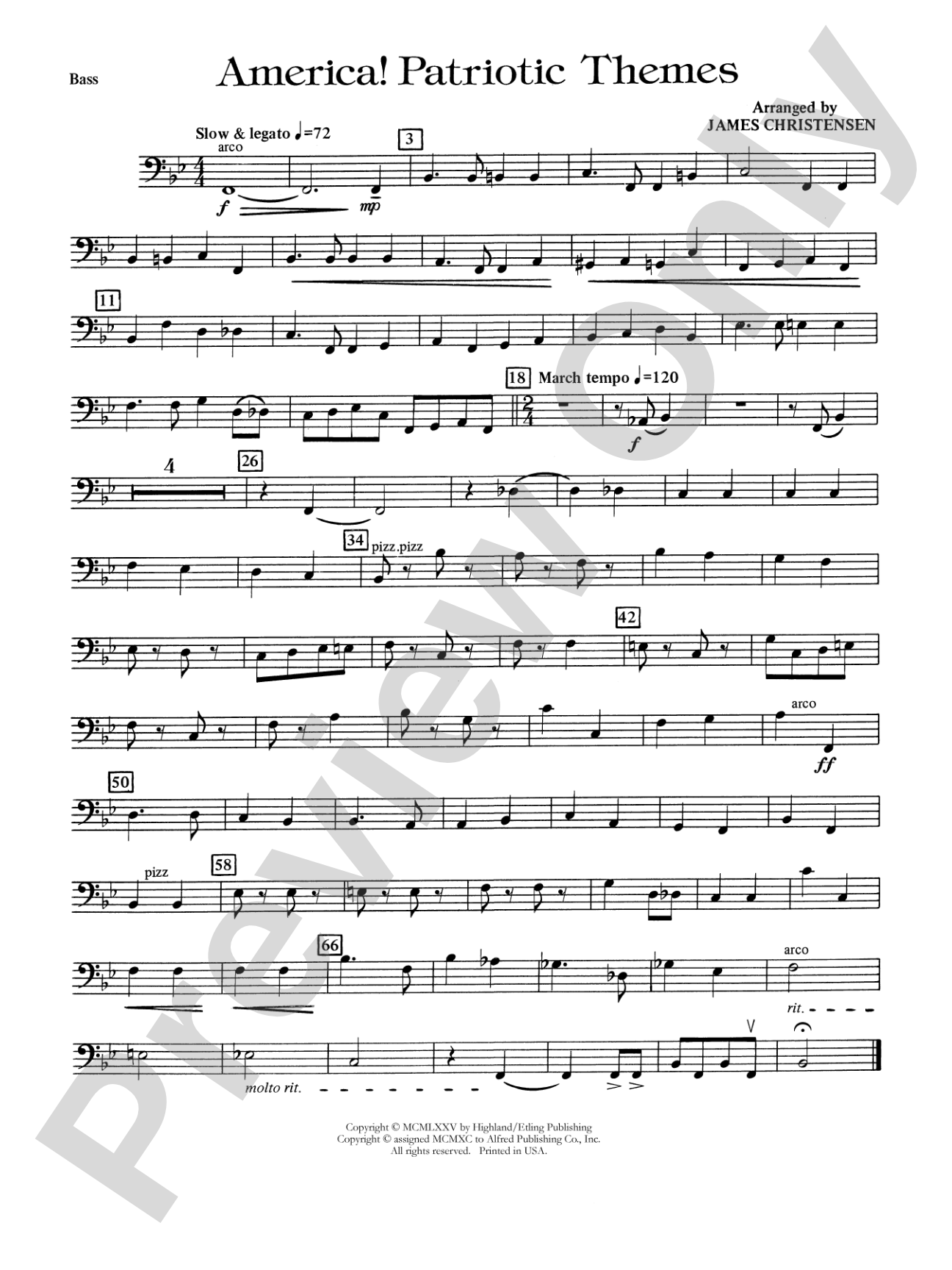 America! Patriotic Themes (as played at Disney World): String Bass