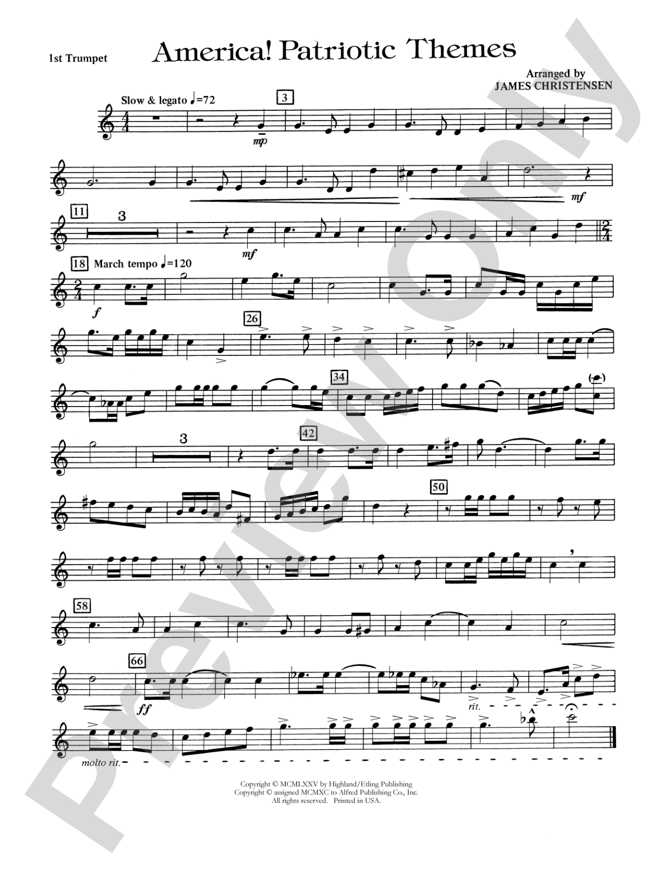 America! Patriotic Themes (as played at Disney World): 1st B-flat Trumpet