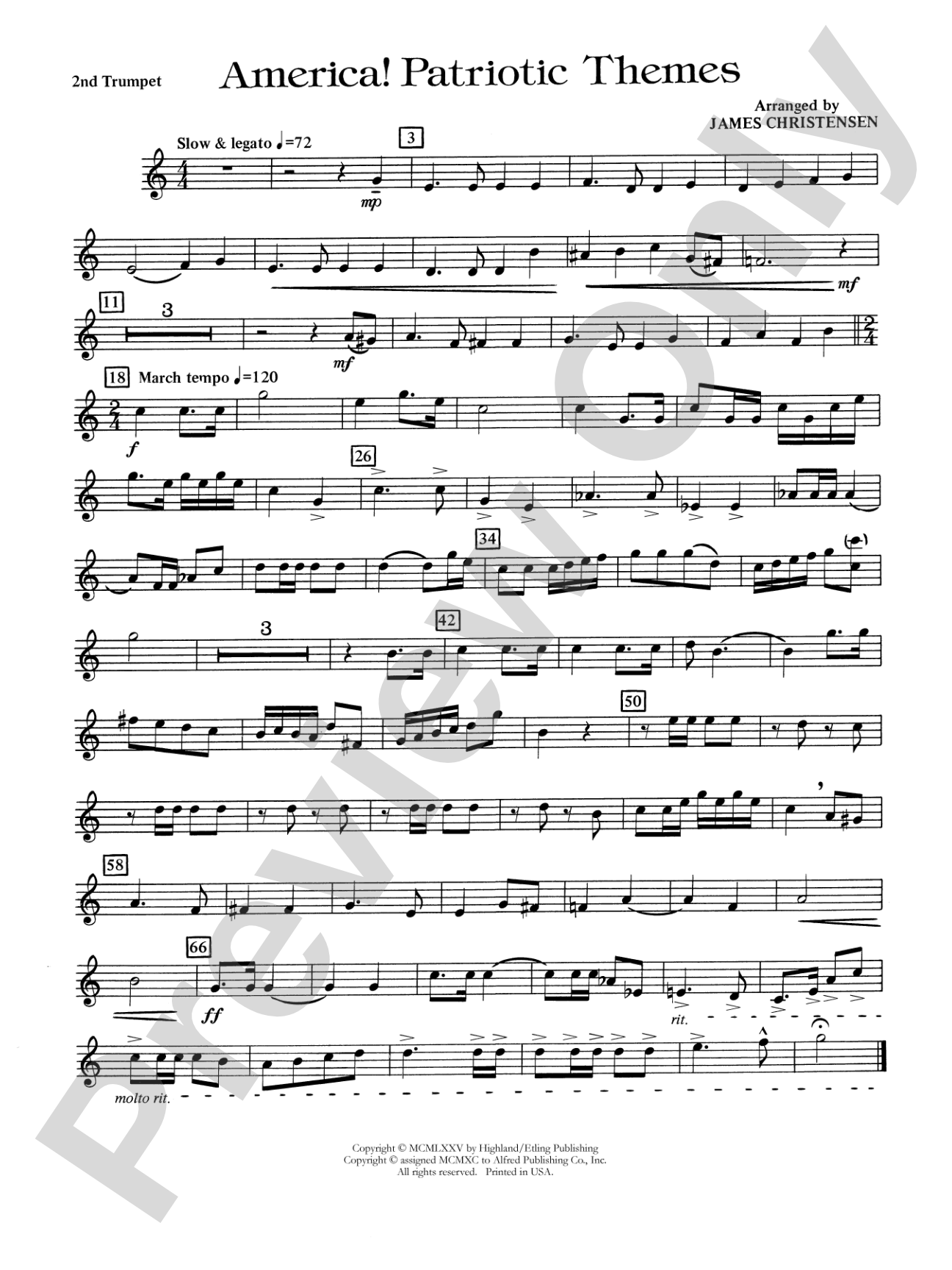 America! Patriotic Themes (as played at Disney World): 2nd B-flat Trumpet