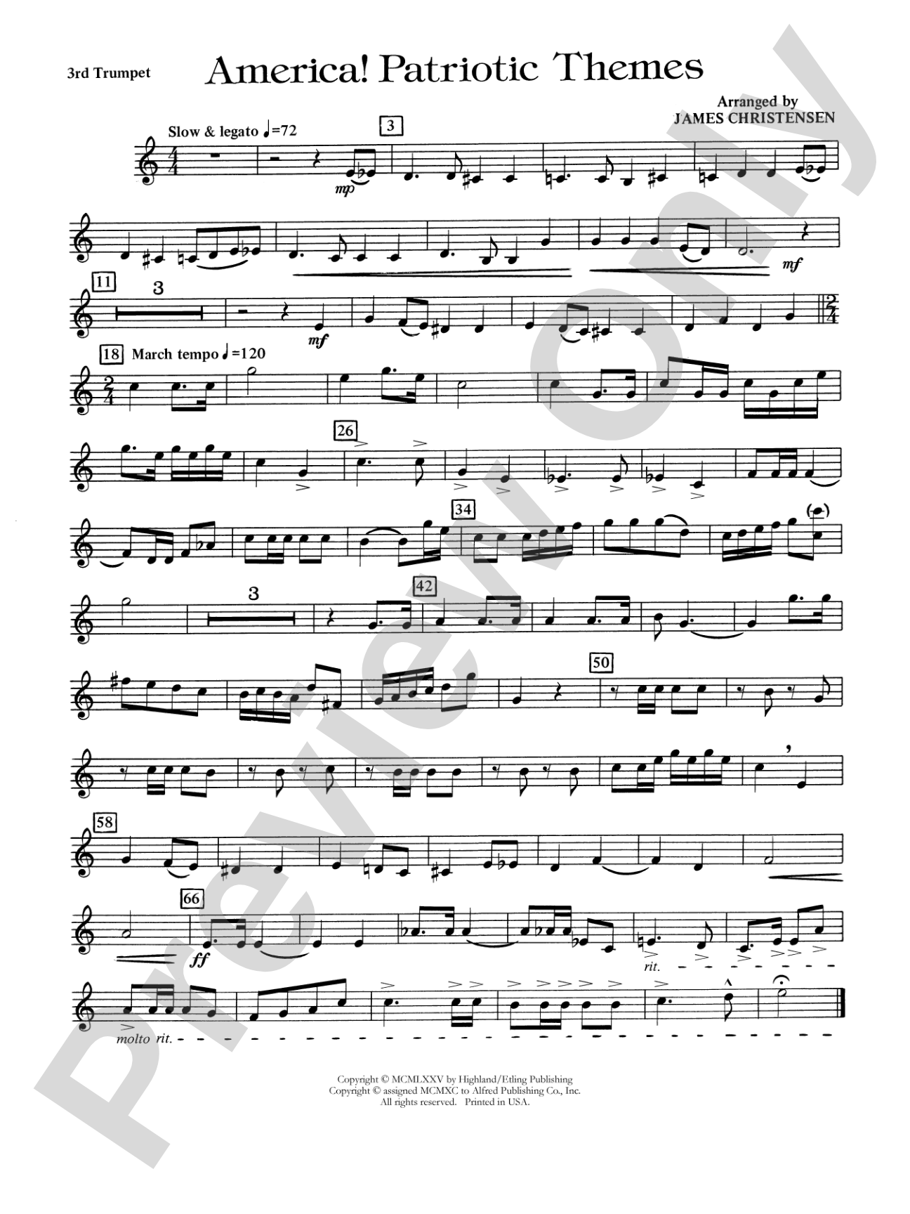 America! Patriotic Themes (as played at Disney World): 3rd B-flat Trumpet