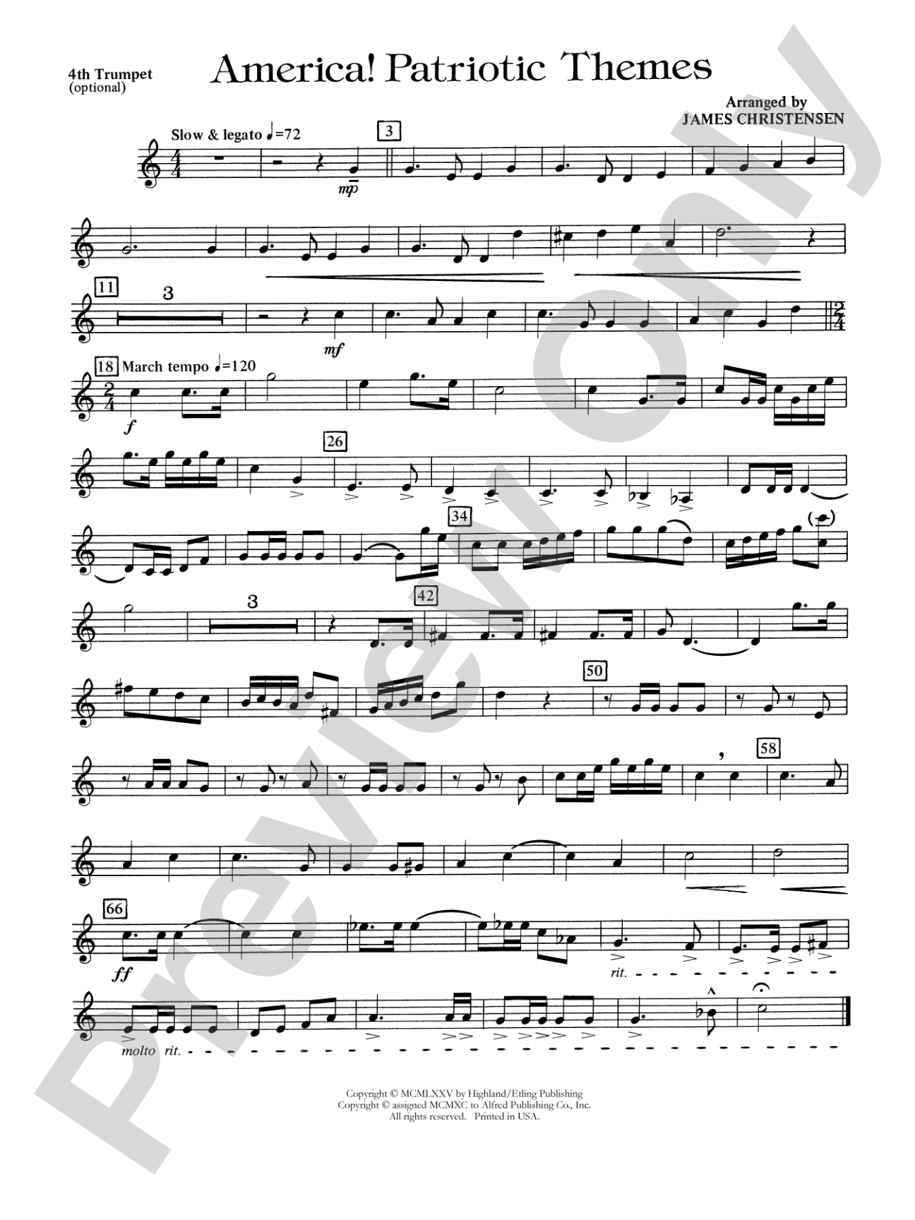 America! Patriotic Themes (as played at Disney World): 4th B-flat Trumpet