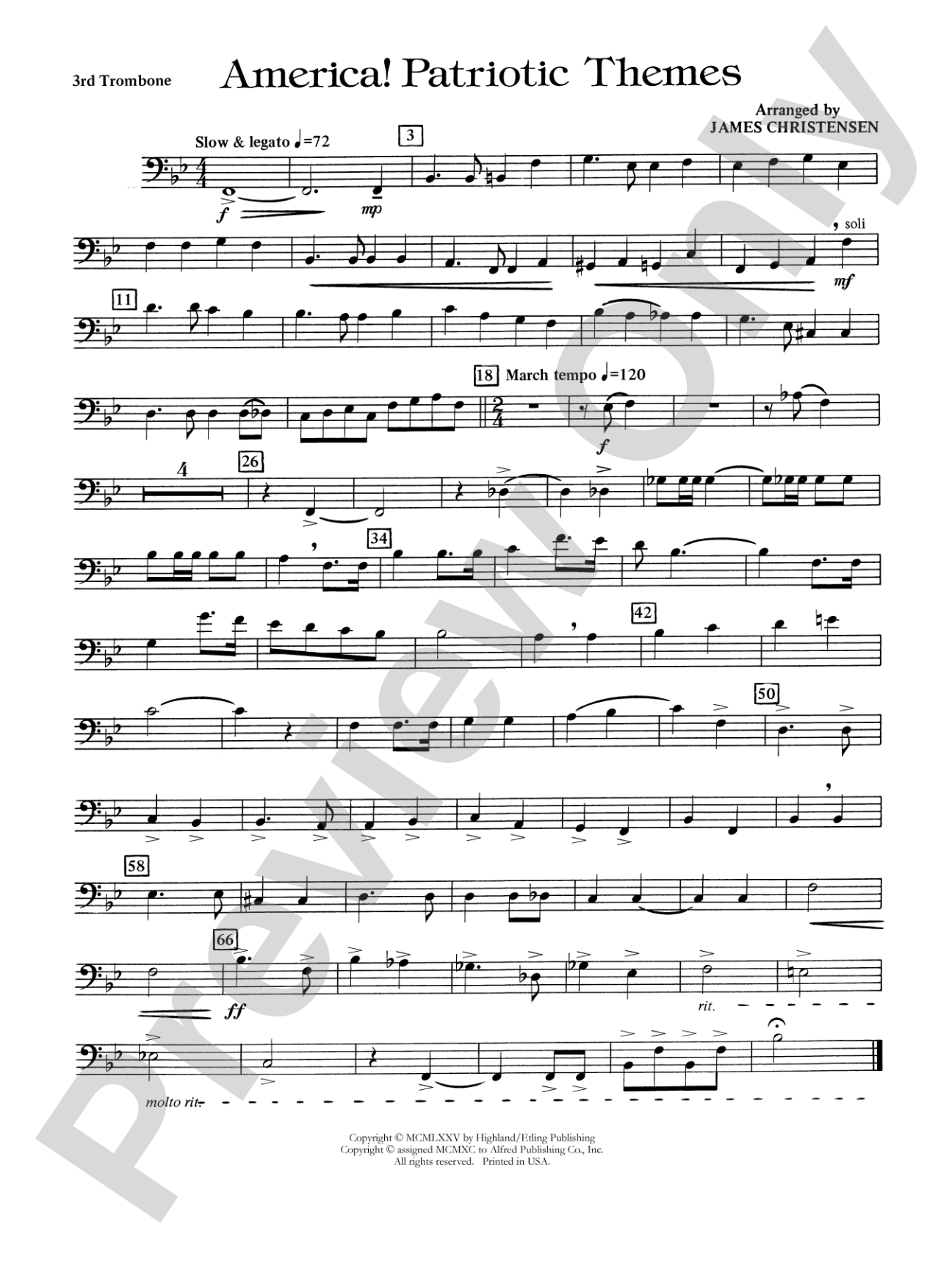 America! Patriotic Themes (as played at Disney World): 3rd Trombone