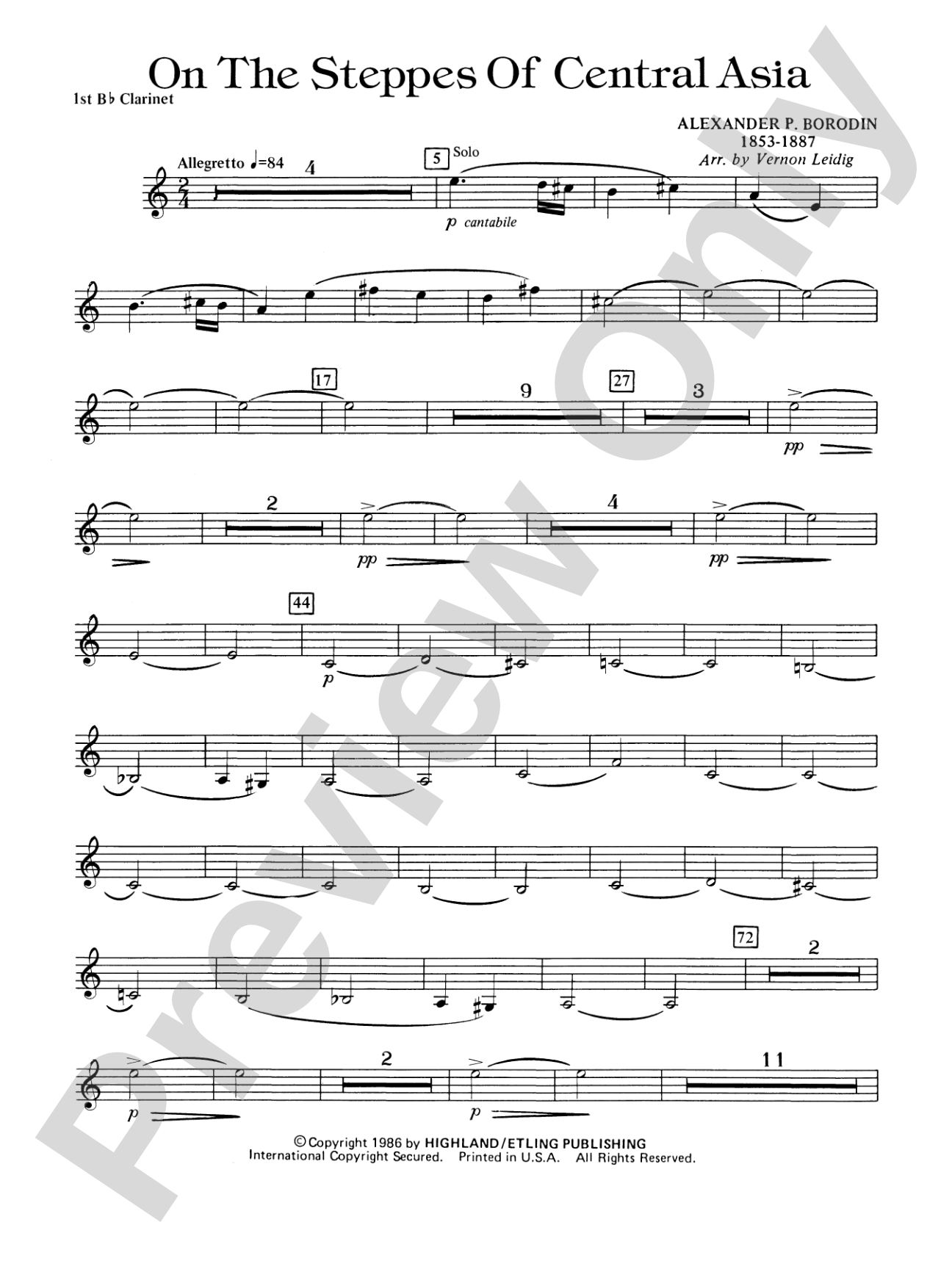 On the Steppes of Central Asia: 1st B-flat Clarinet