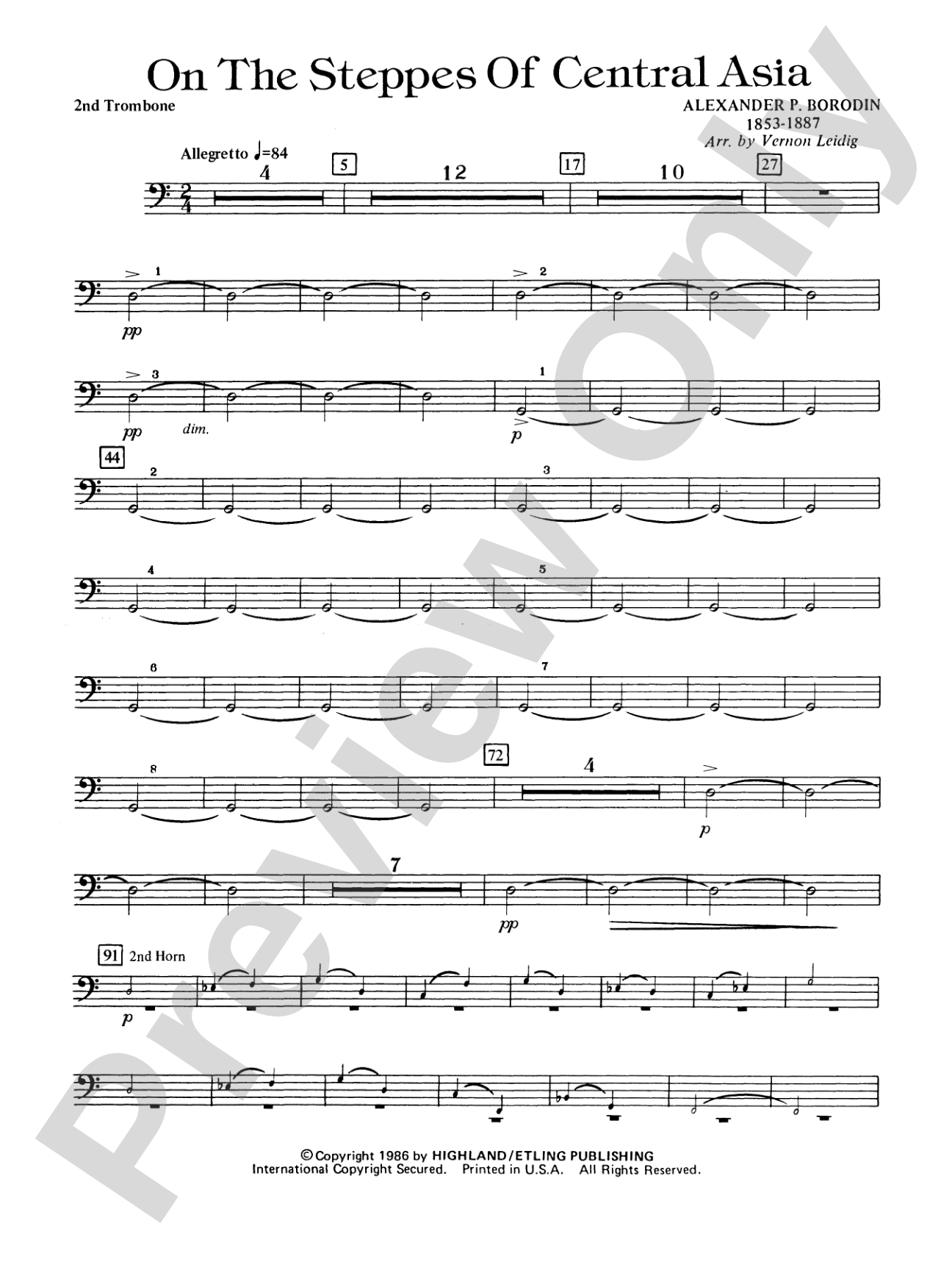 On the Steppes of Central Asia: 2nd Trombone