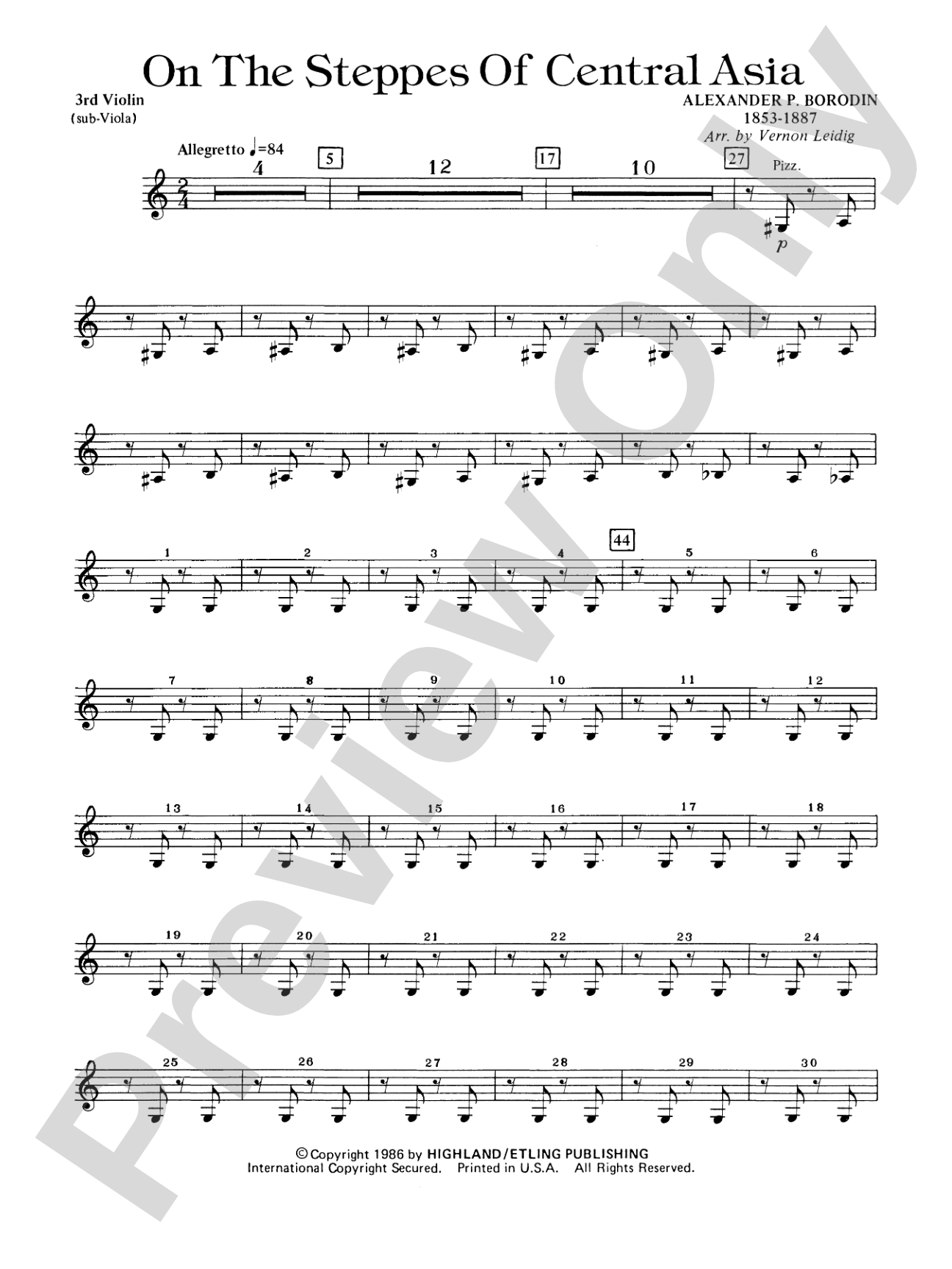 On the Steppes of Central Asia: 3rd Violin (Viola [TC])