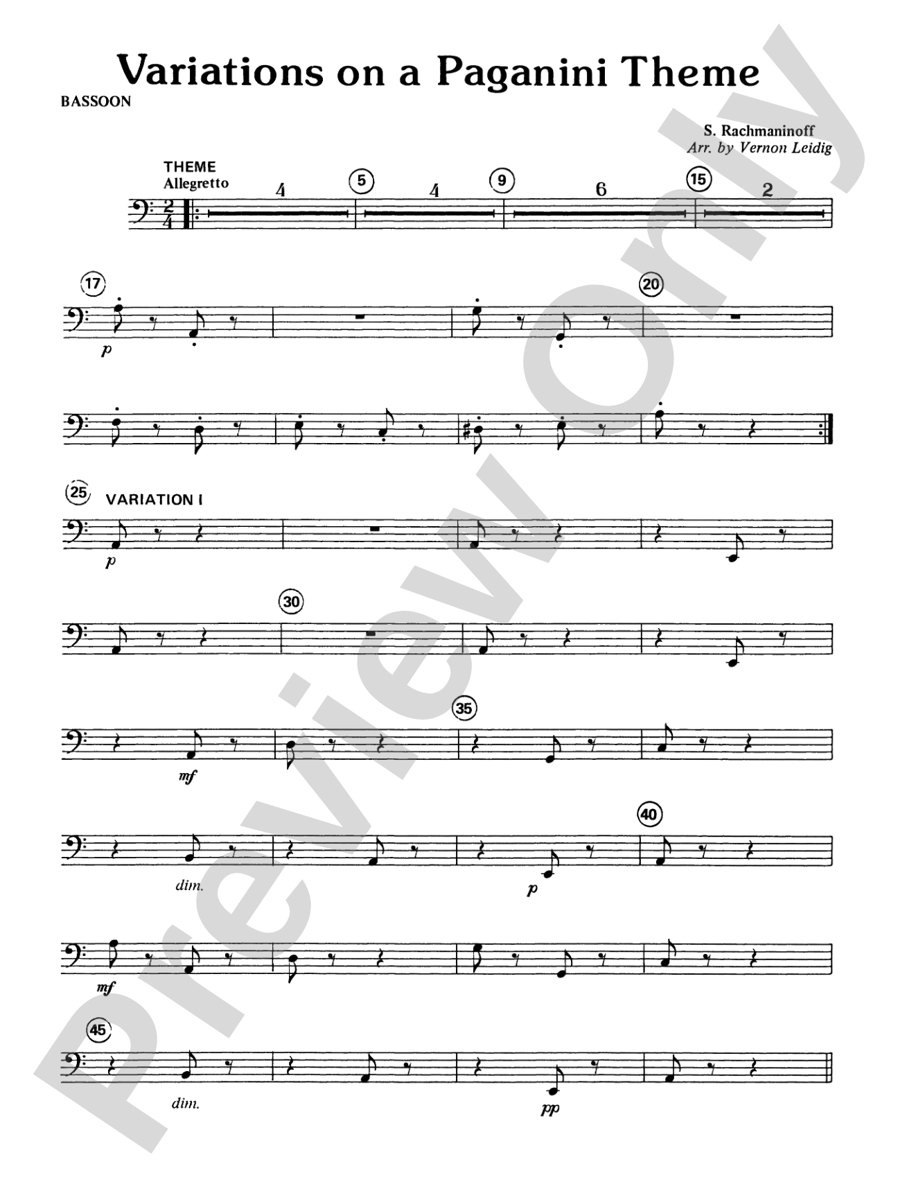 Variations on a Paganini Theme: Bassoon
