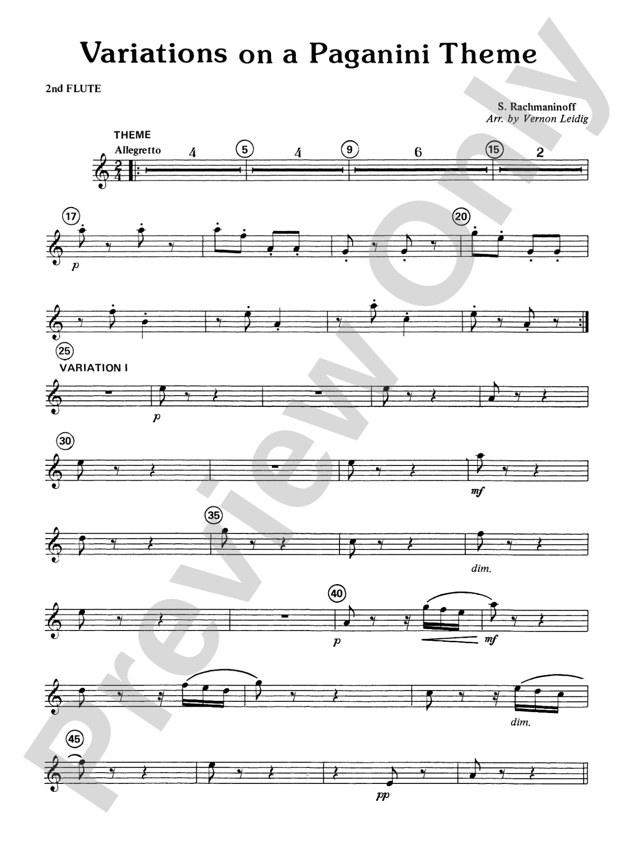 Variations on a Paganini Theme: 2nd Flute