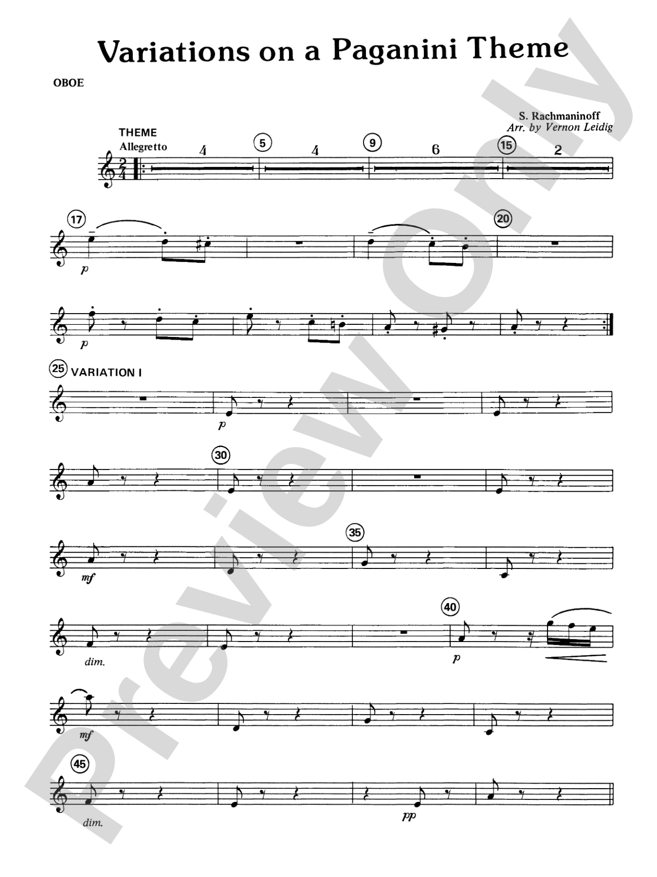Variations on a Paganini Theme: Oboe