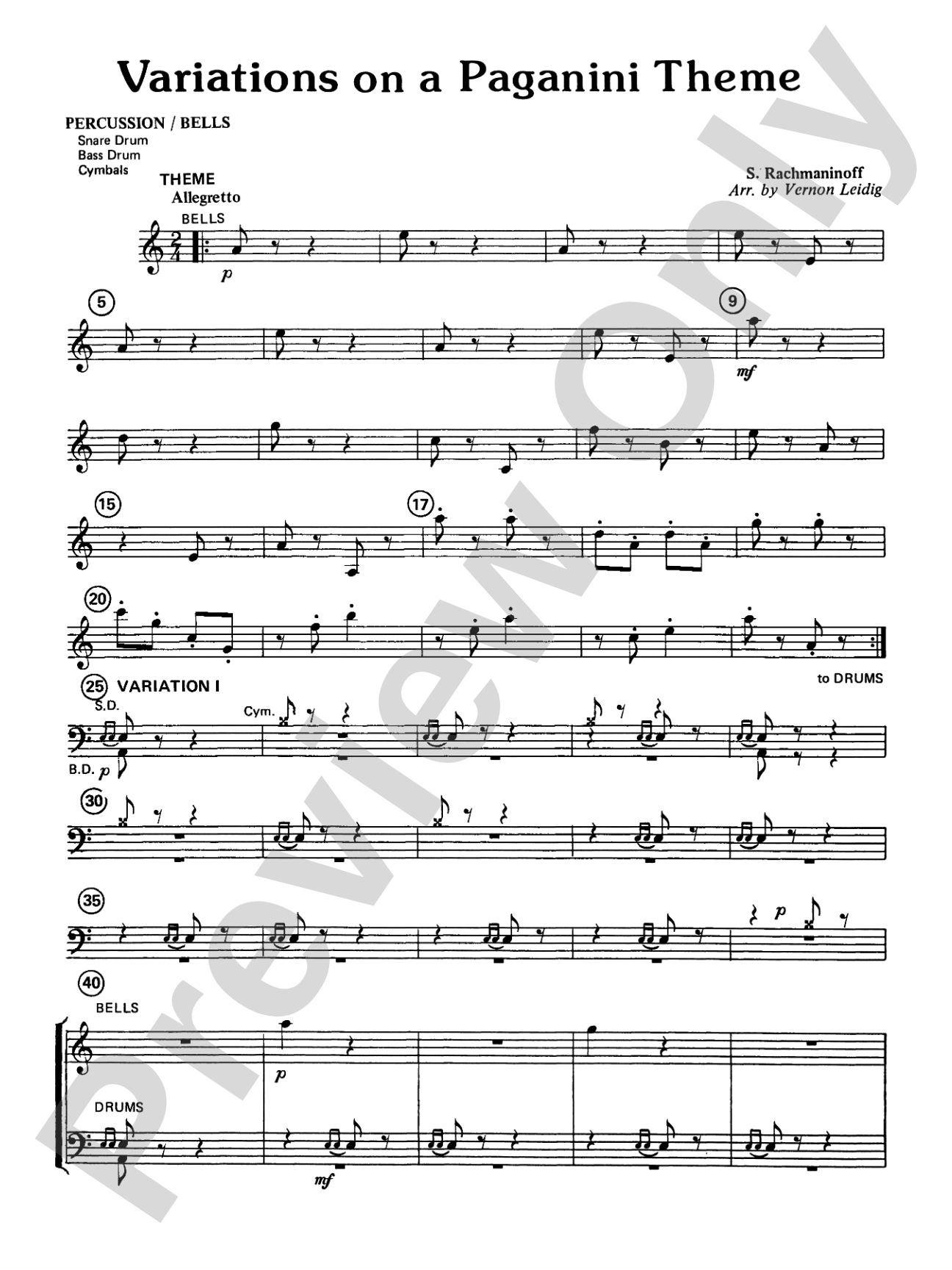 Variations on a Paganini Theme: 1st Percussion