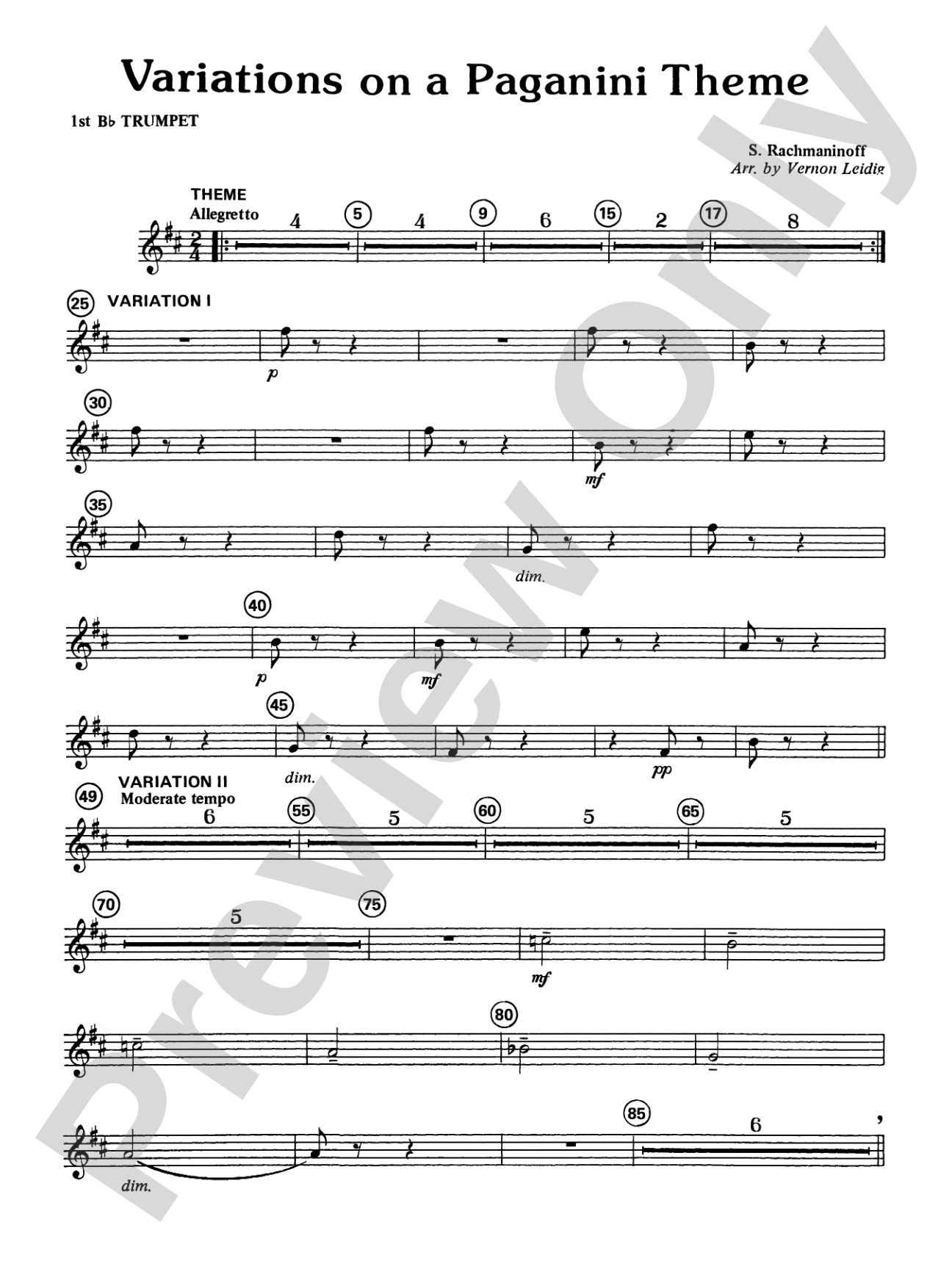 Variations on a Paganini Theme: 1st B-flat Trumpet
