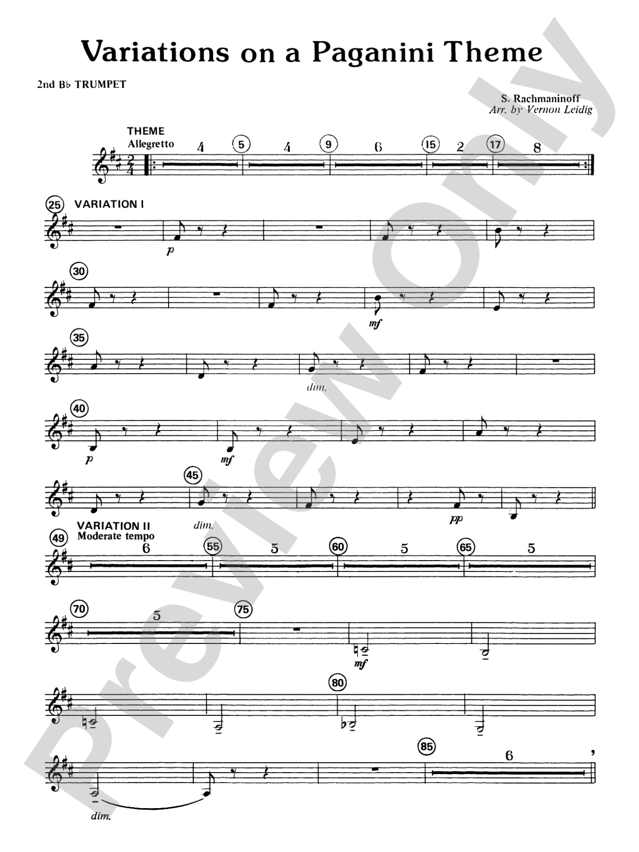 Variations on a Paganini Theme: 2nd B-flat Trumpet