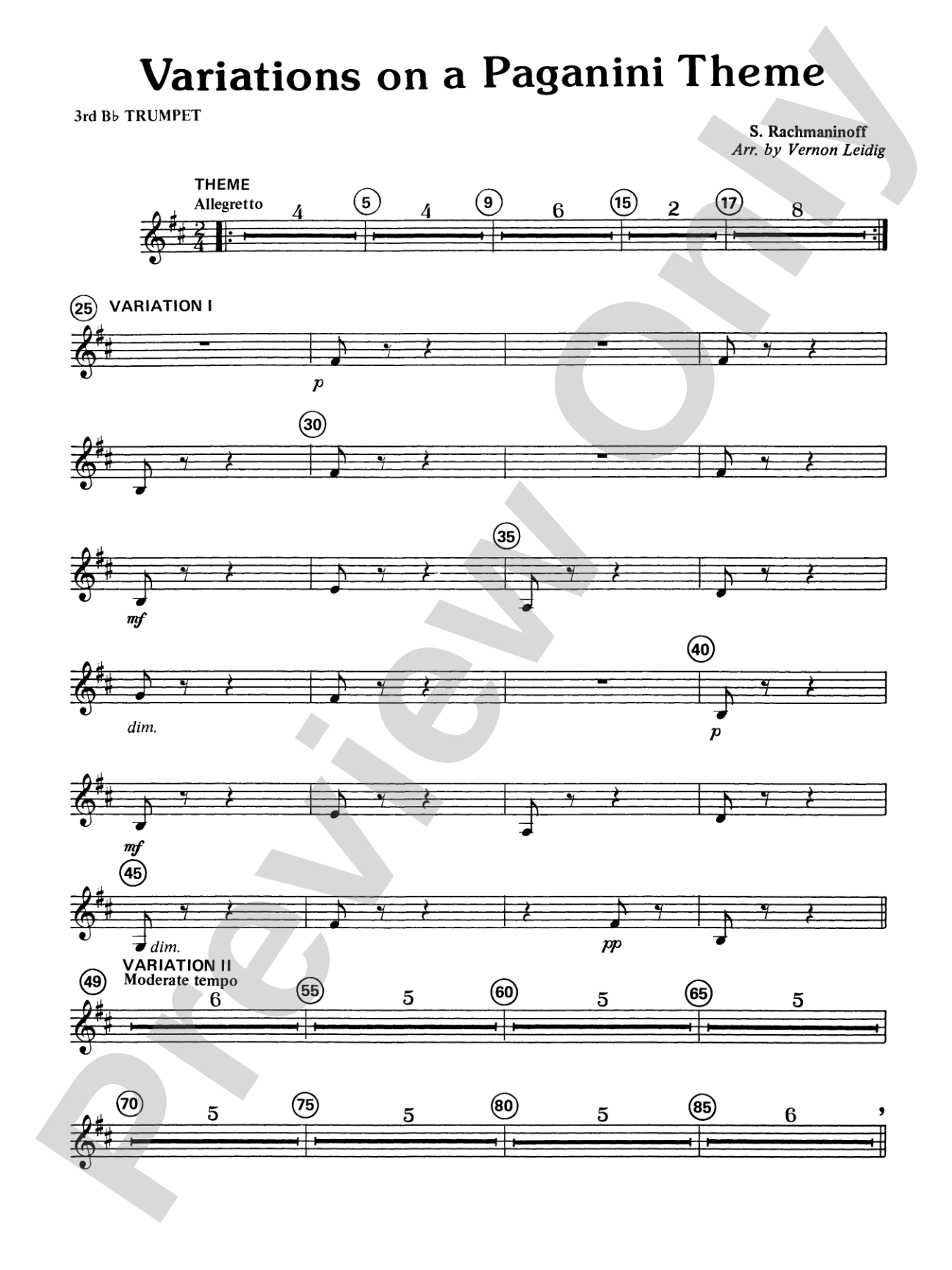 Variations on a Paganini Theme: 3rd B-flat Trumpet