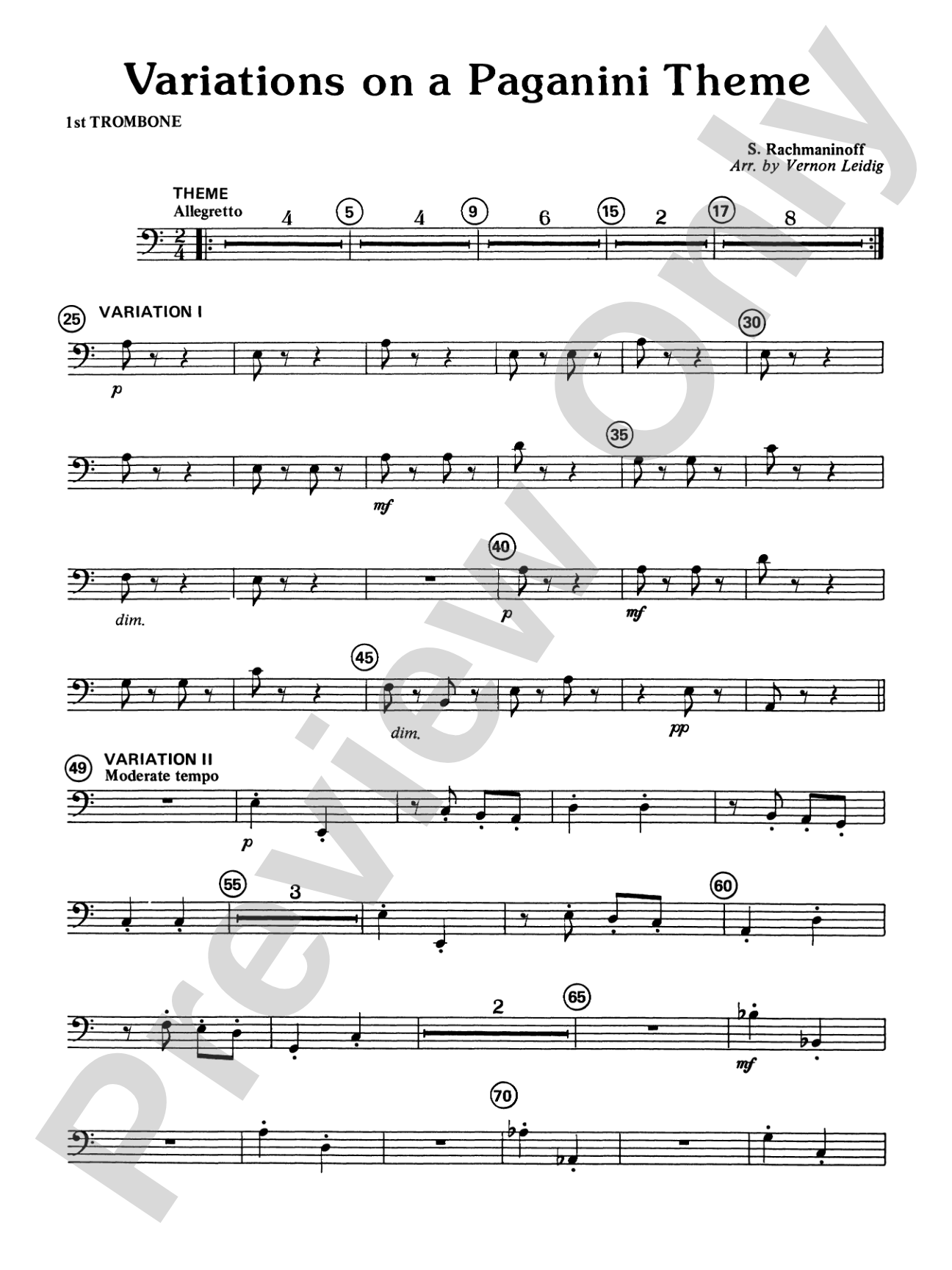 Variations on a Paganini Theme: 1st Trombone