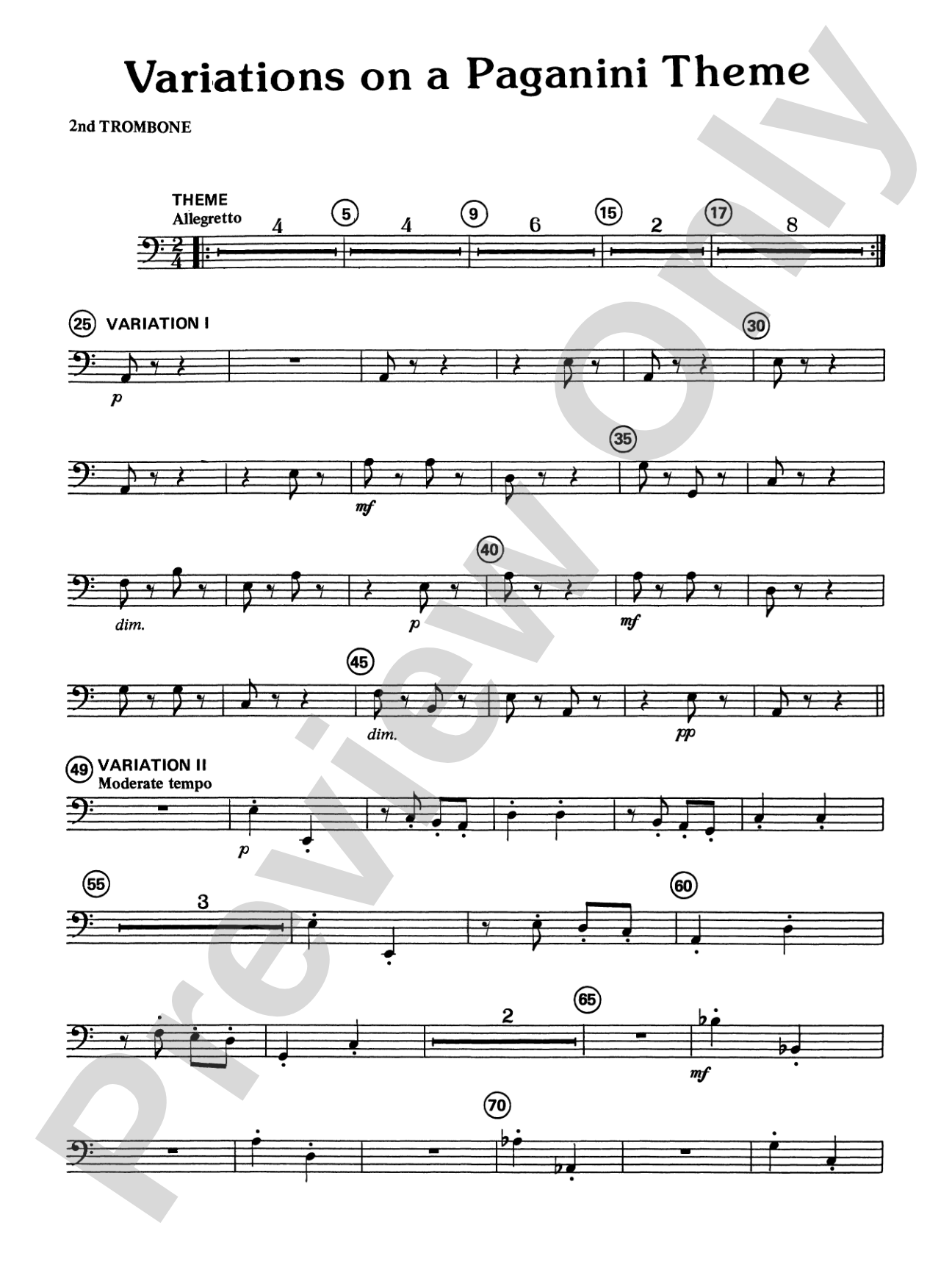 Variations on a Paganini Theme: 2nd Trombone