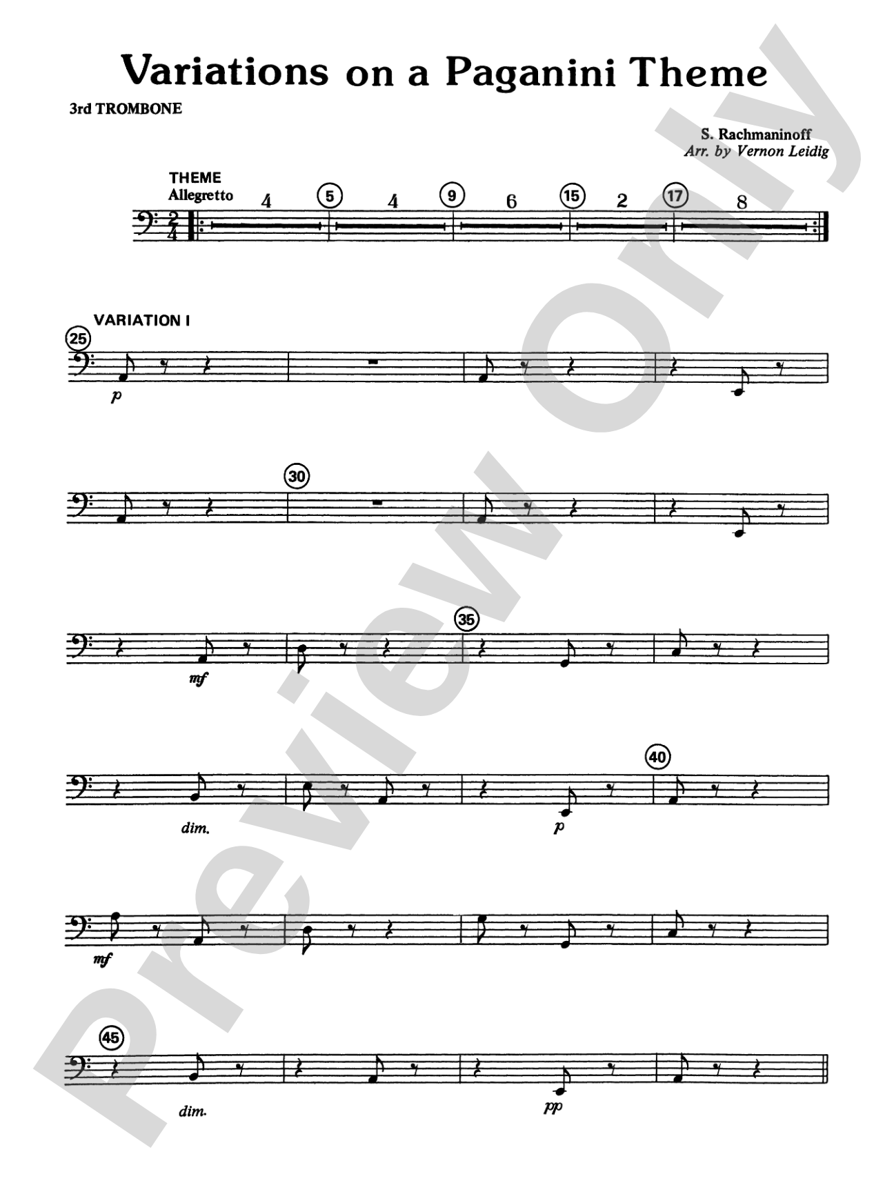 Variations on a Paganini Theme: 3rd Trombone