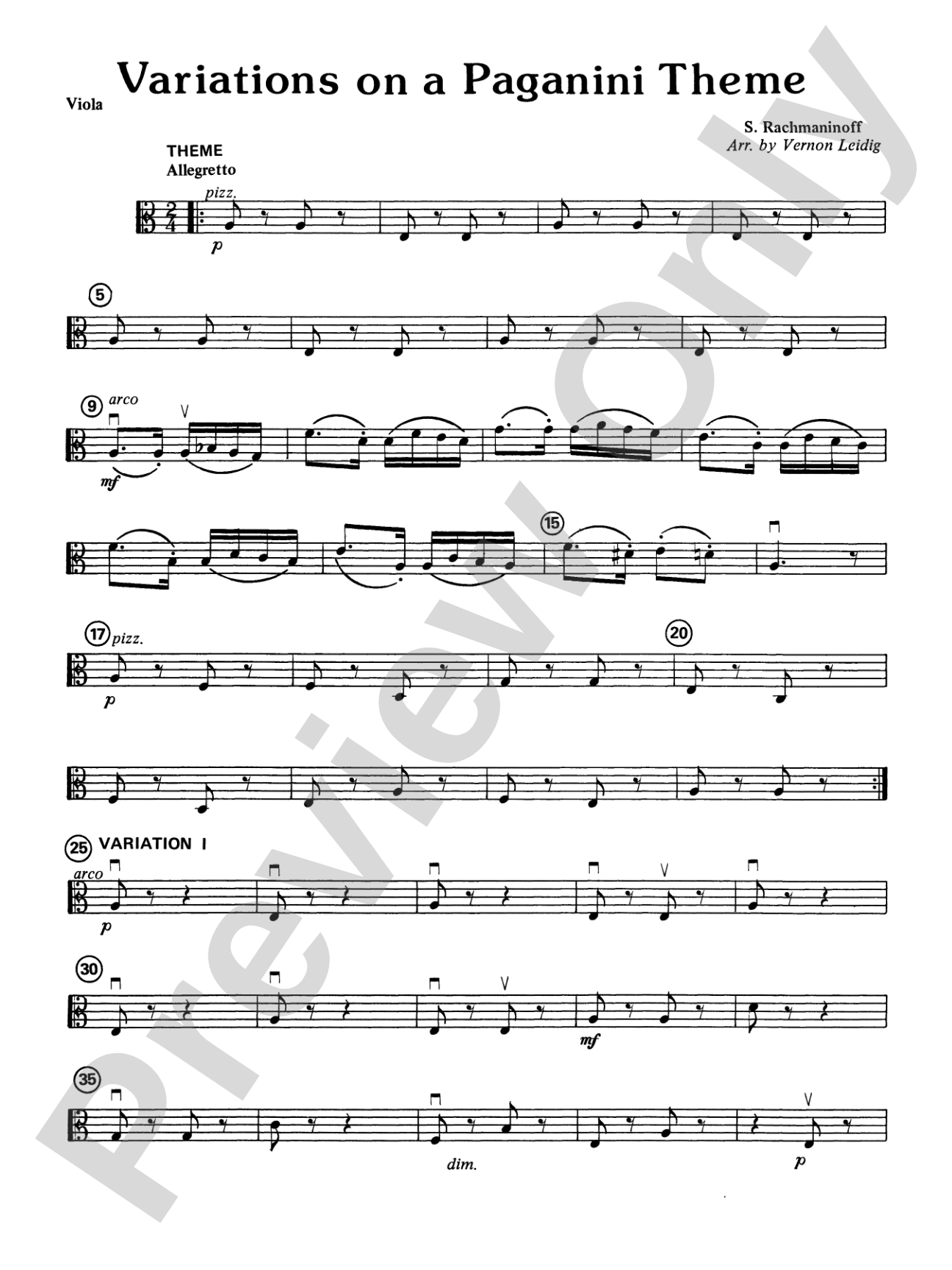 Variations on a Paganini Theme: Viola
