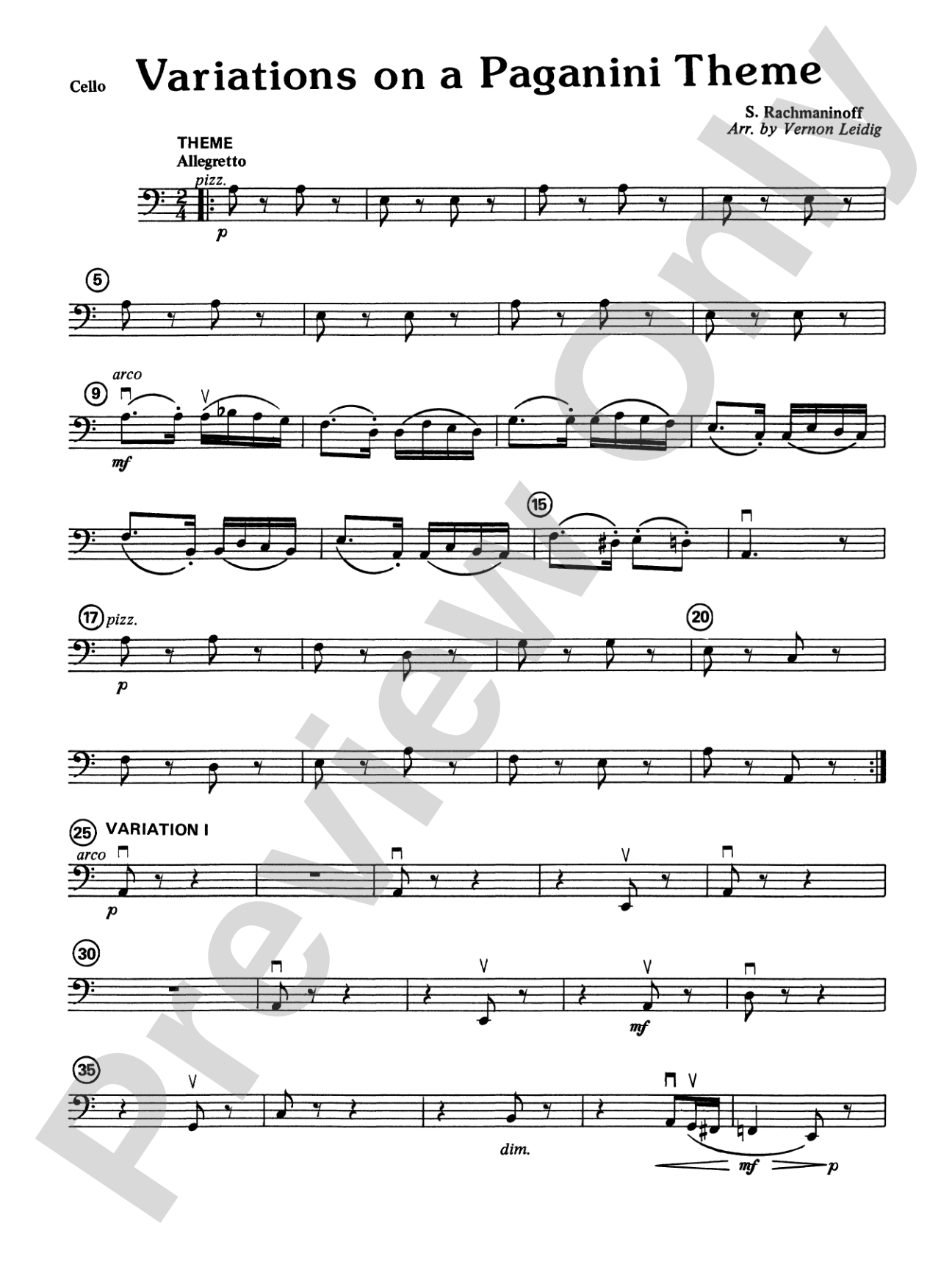 Variations on a Paganini Theme: Cello