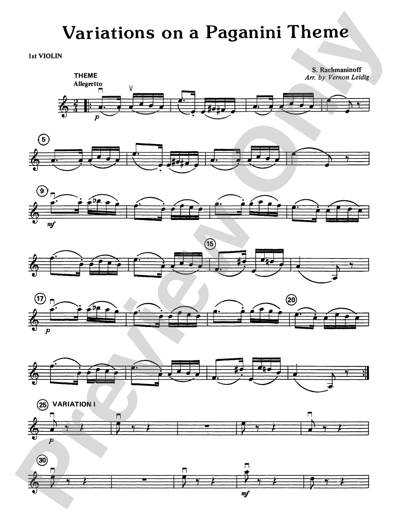 Variations on a Paganini Theme: 1st Violin