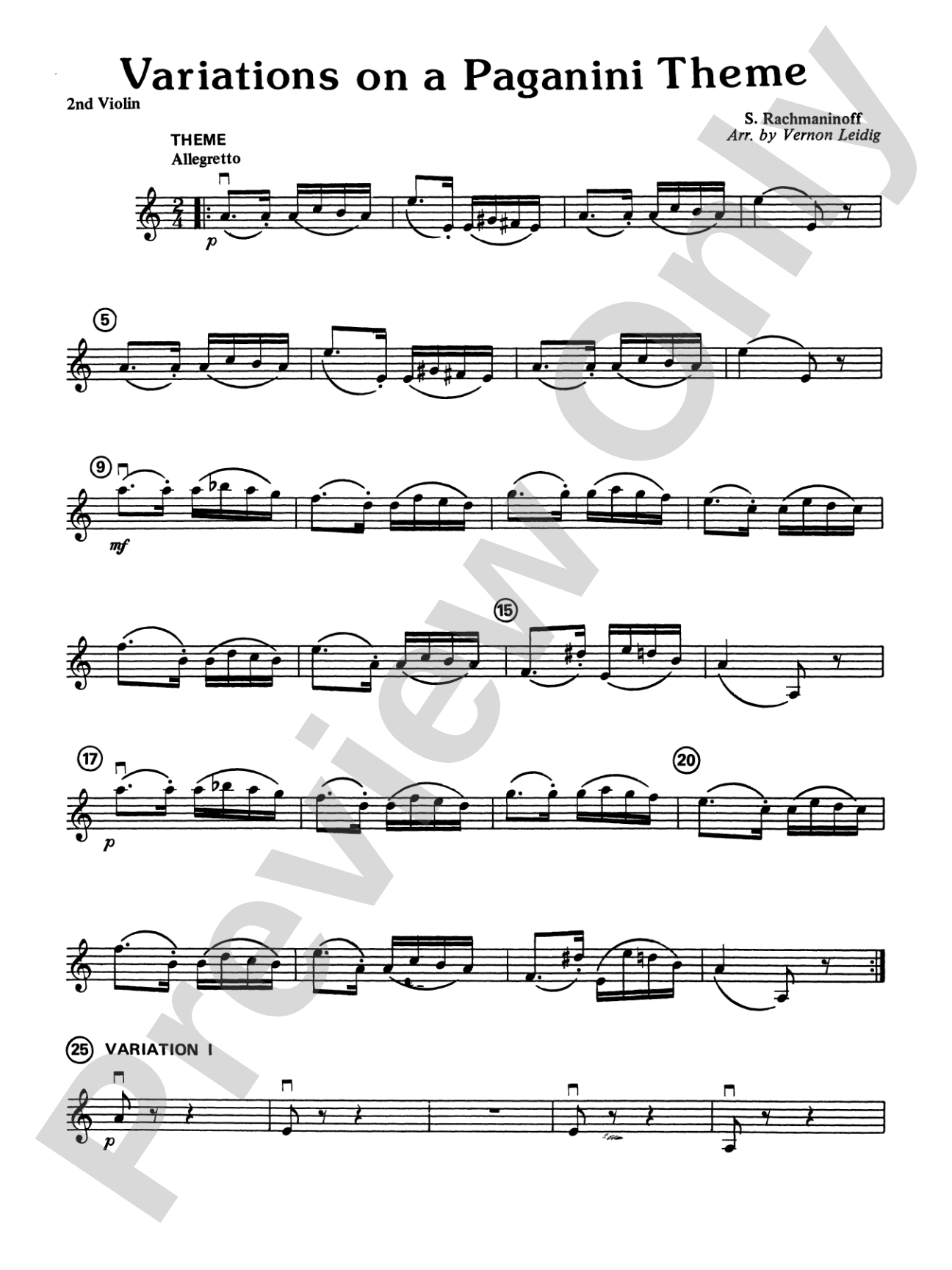 Variations on a Paganini Theme: 2nd Violin