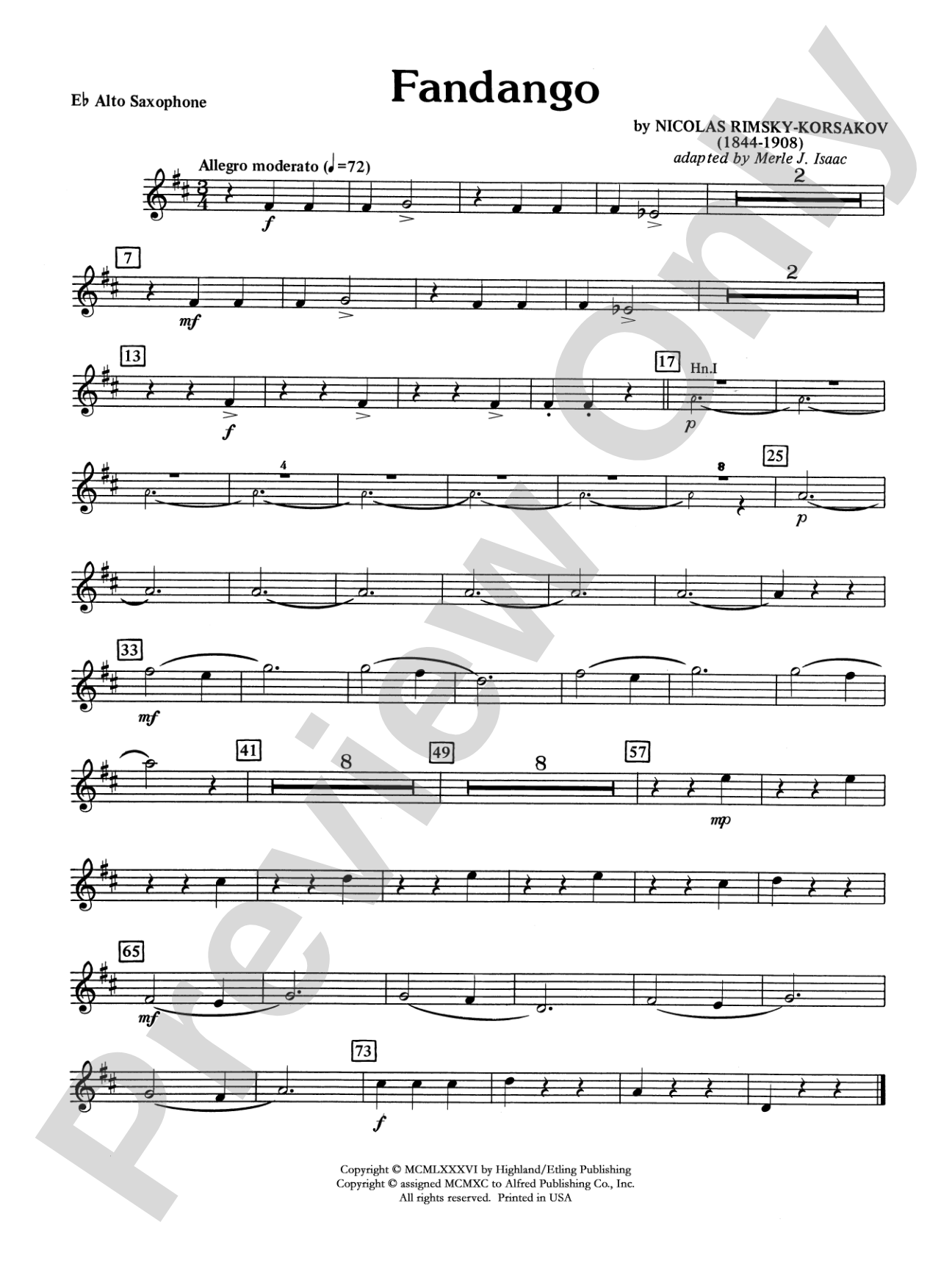 Fandango and Alborado: E-flat Alto Saxophone