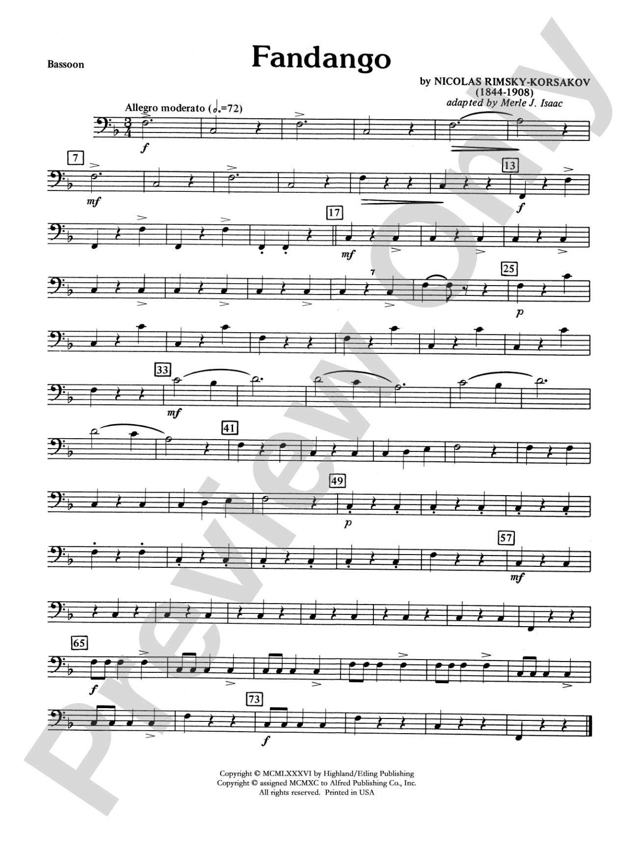 Fandango and Alborado: Bassoon
