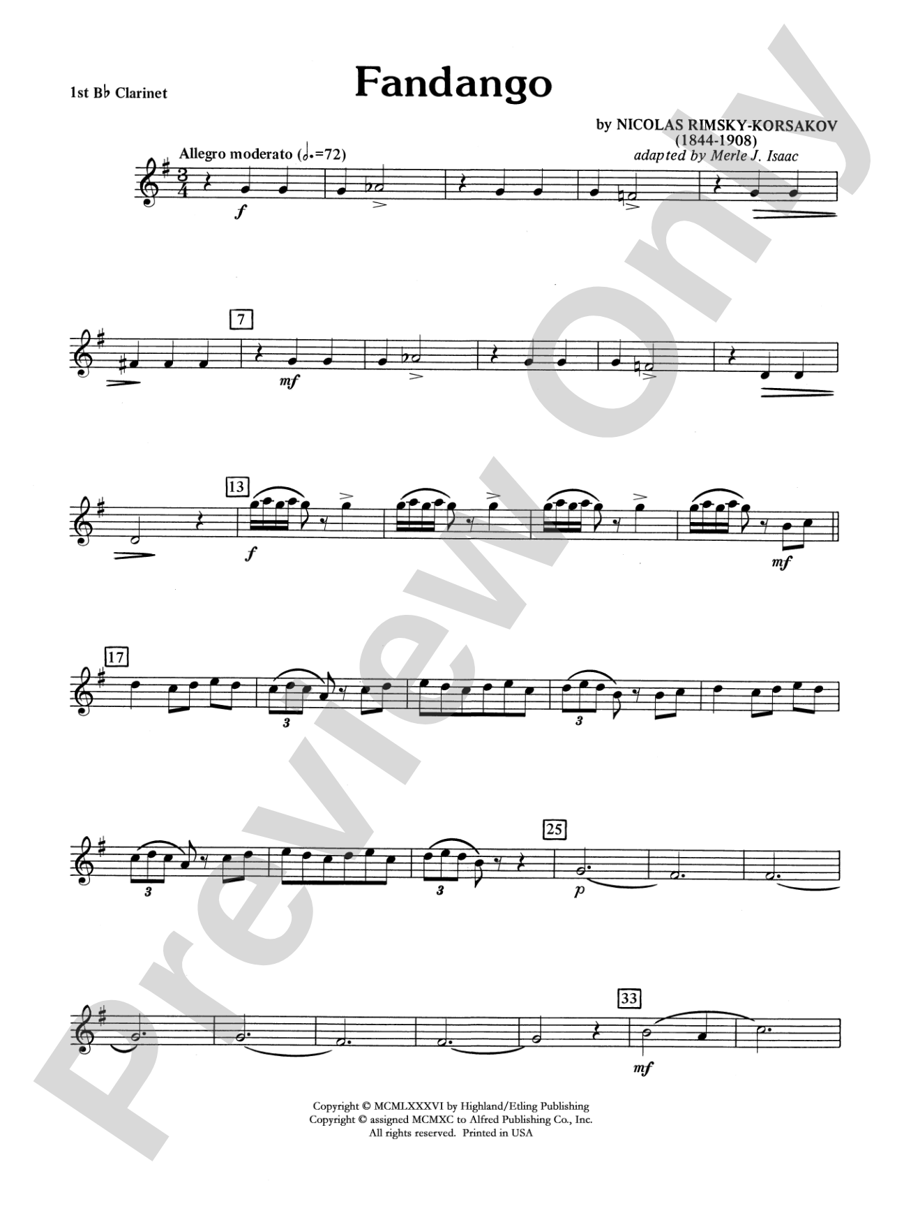 Fandango and Alborado: 1st B-flat Clarinet