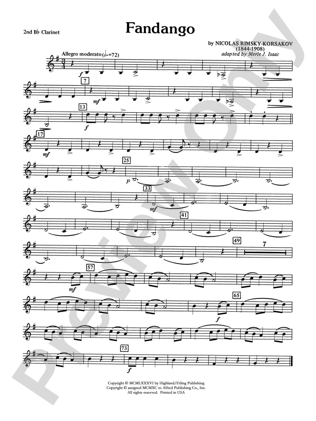 Fandango and Alborado: 2nd B-flat Clarinet
