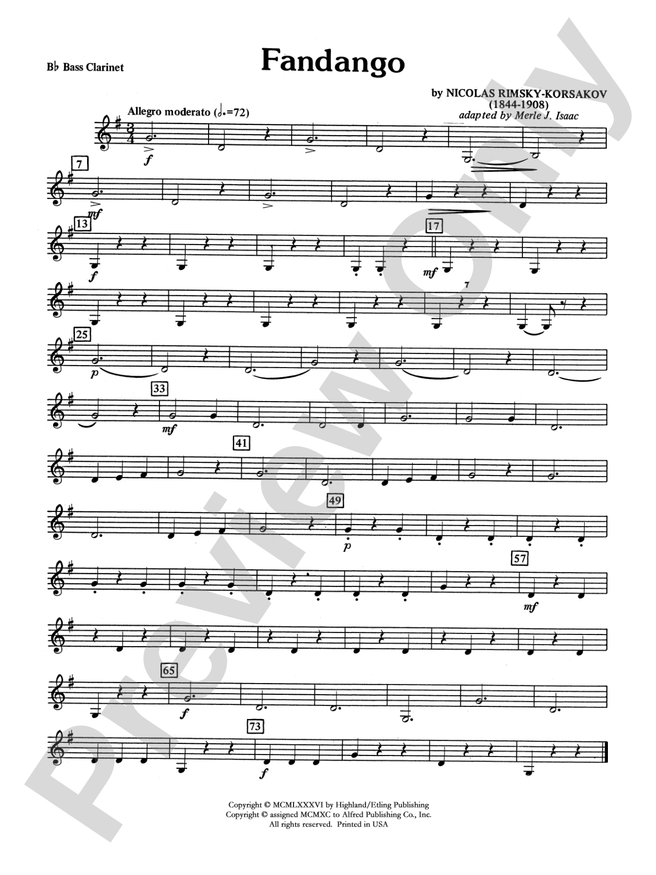 Fandango and Alborado: B-flat Bass Clarinet