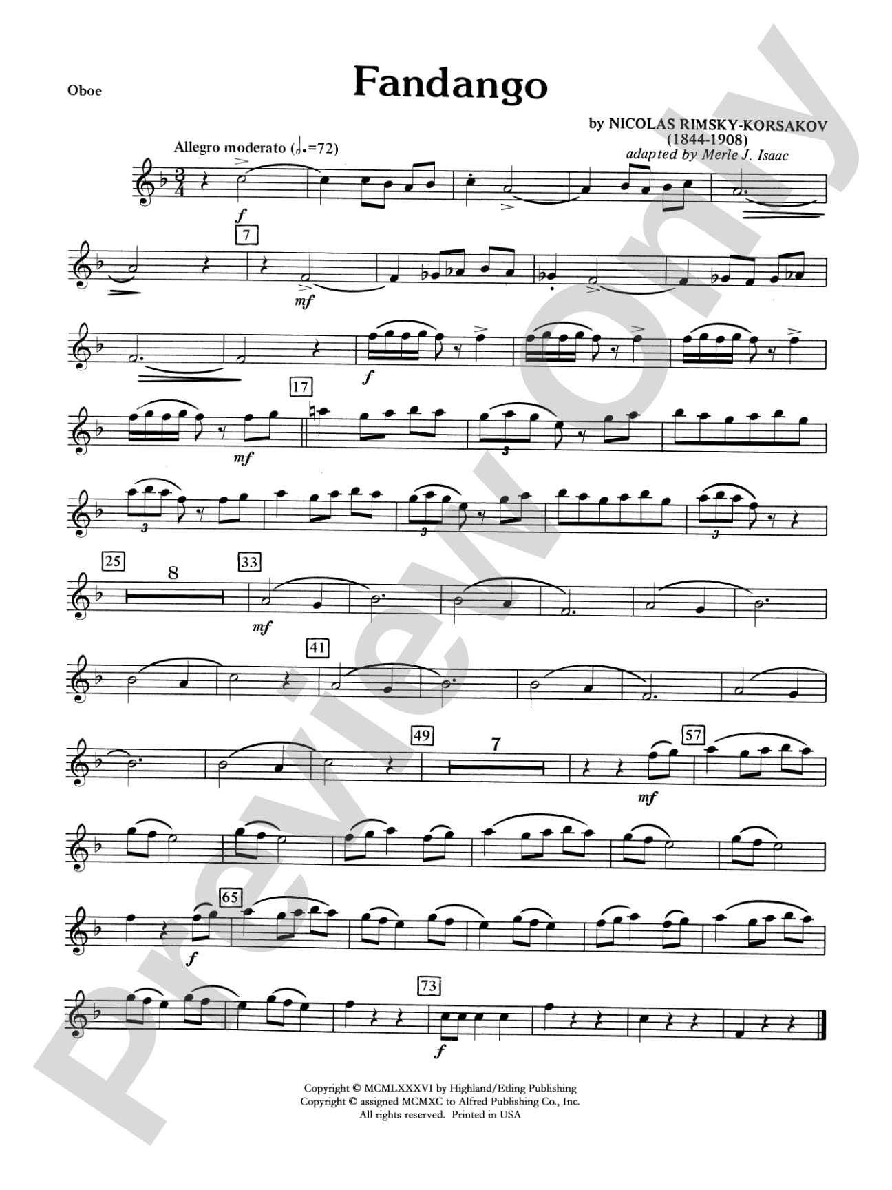 Fandango and Alborado: Oboe