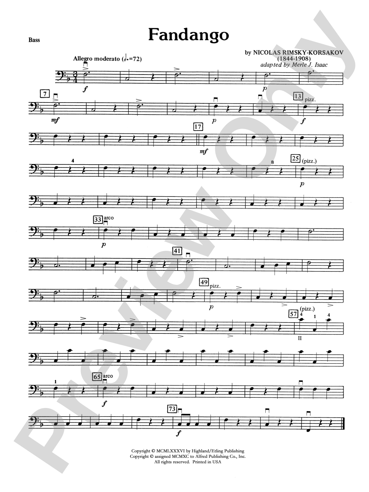 Fandango and Alborado: String Bass