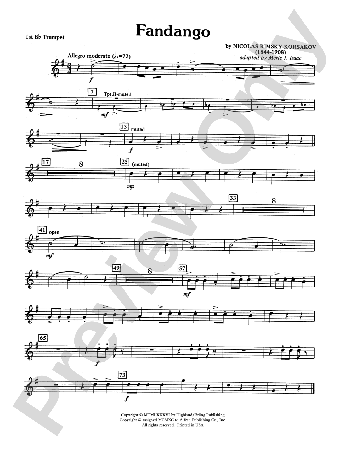 Fandango and Alborado: 1st B-flat Trumpet