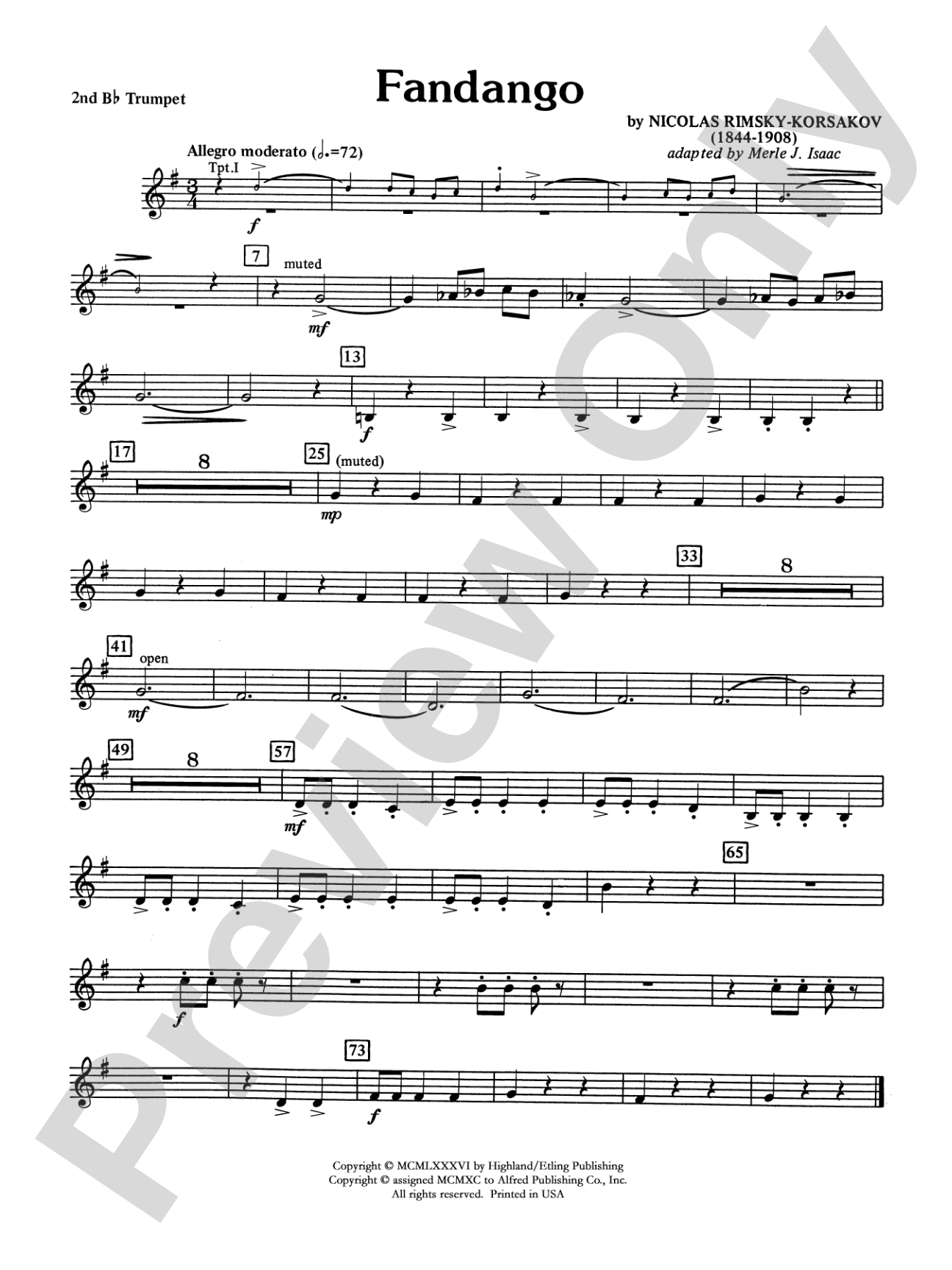 Fandango and Alborado: 2nd B-flat Trumpet