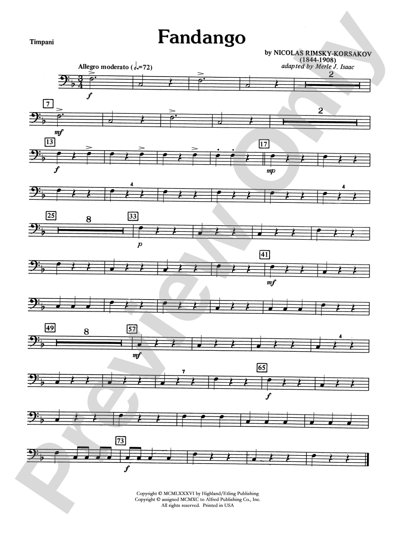 Fandango and Alborado: Timpani