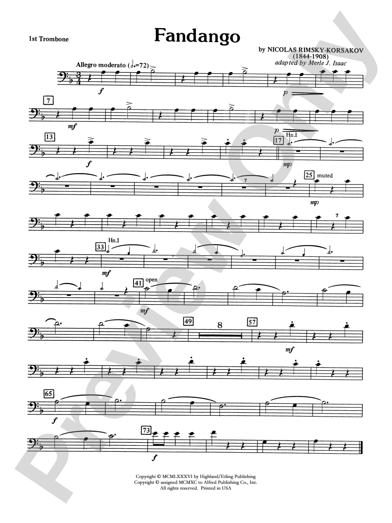 Fandango and Alborado: 1st Trombone