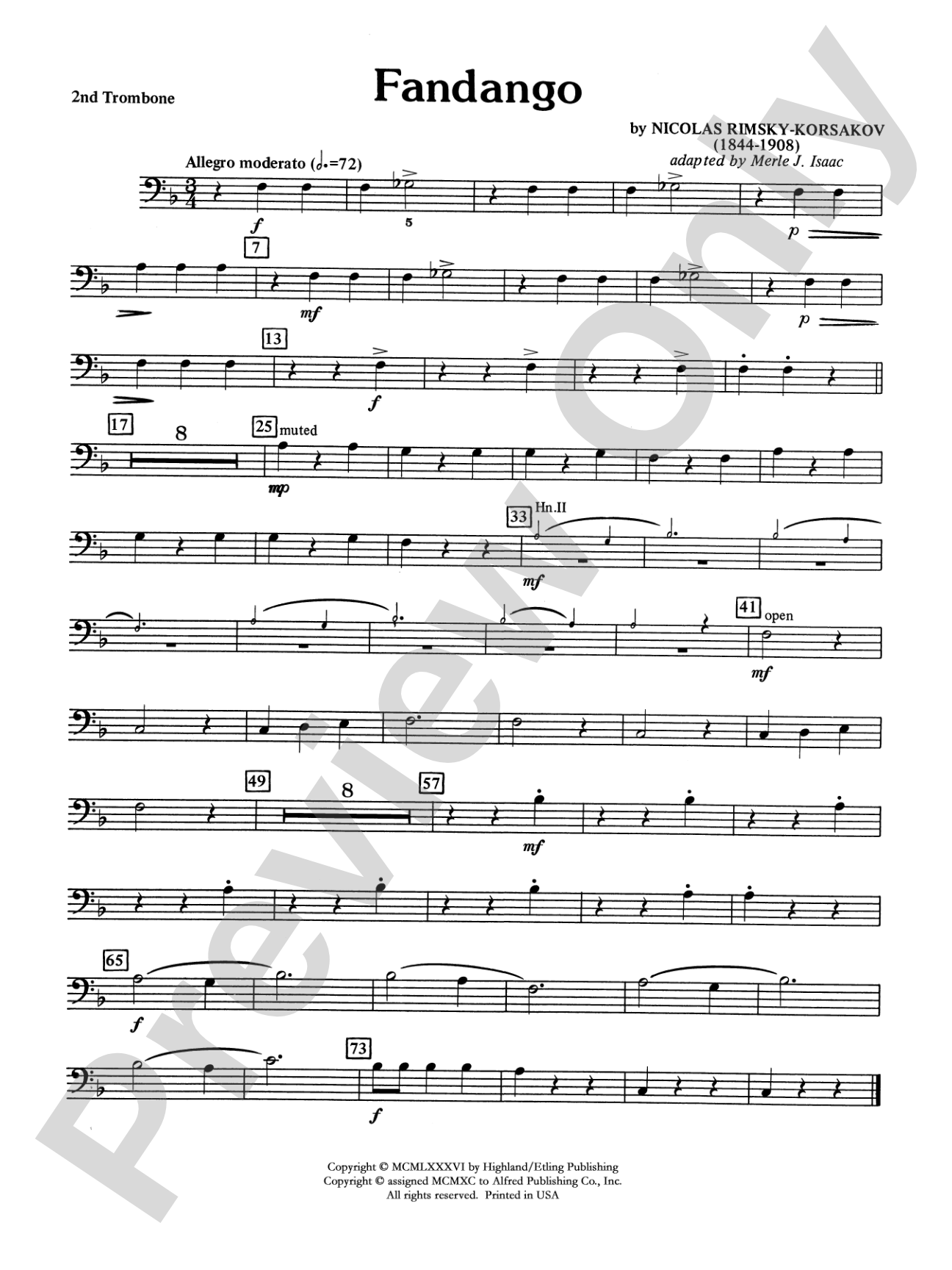 Fandango and Alborado: 2nd Trombone