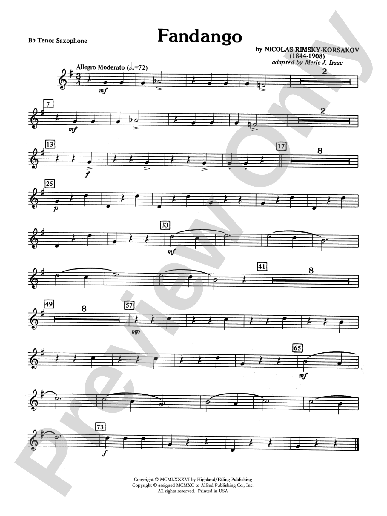 Fandango and Alborado: B-flat Tenor Saxophone
