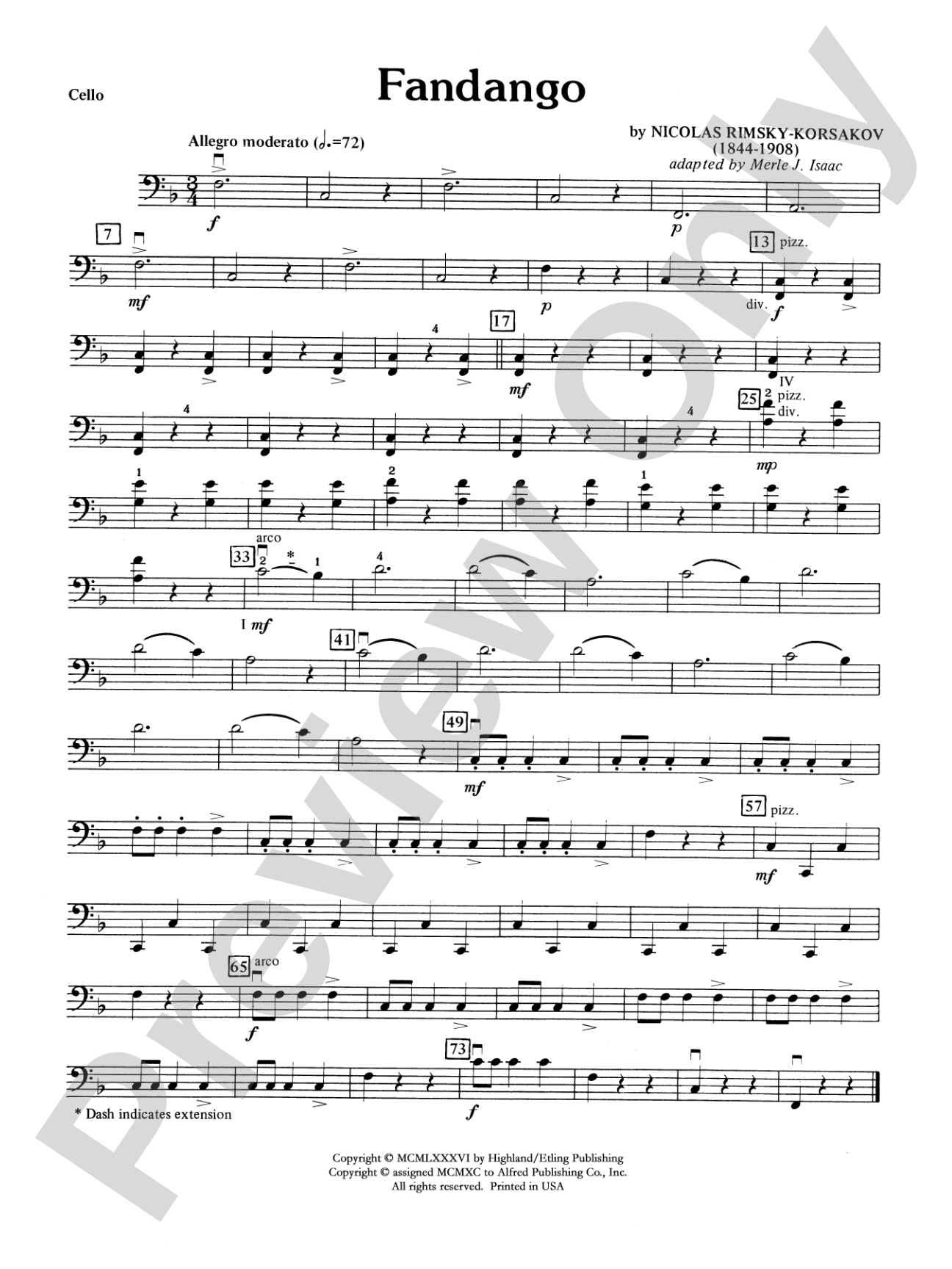 Fandango and Alborado: Cello