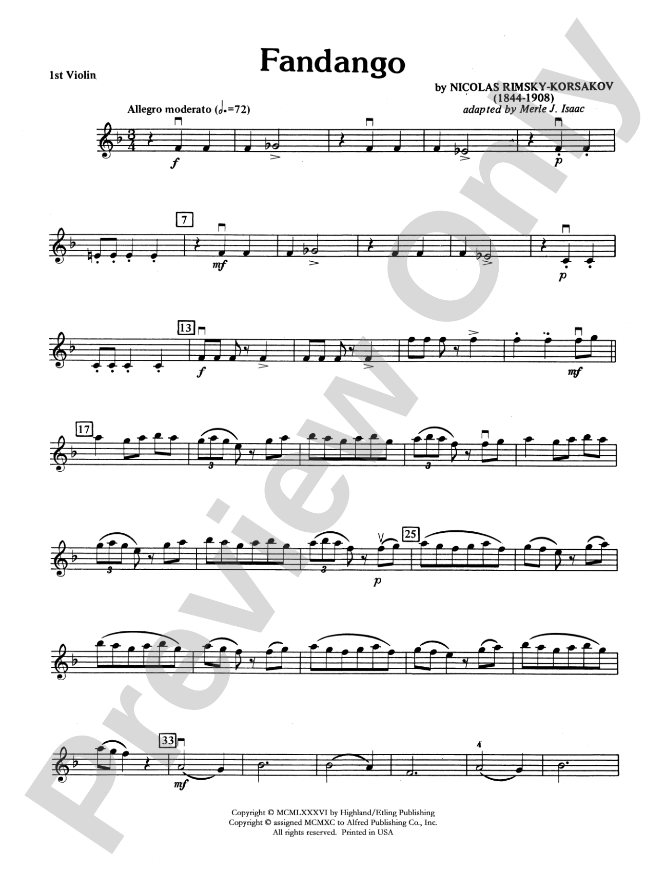 Fandango and Alborado: 1st Violin