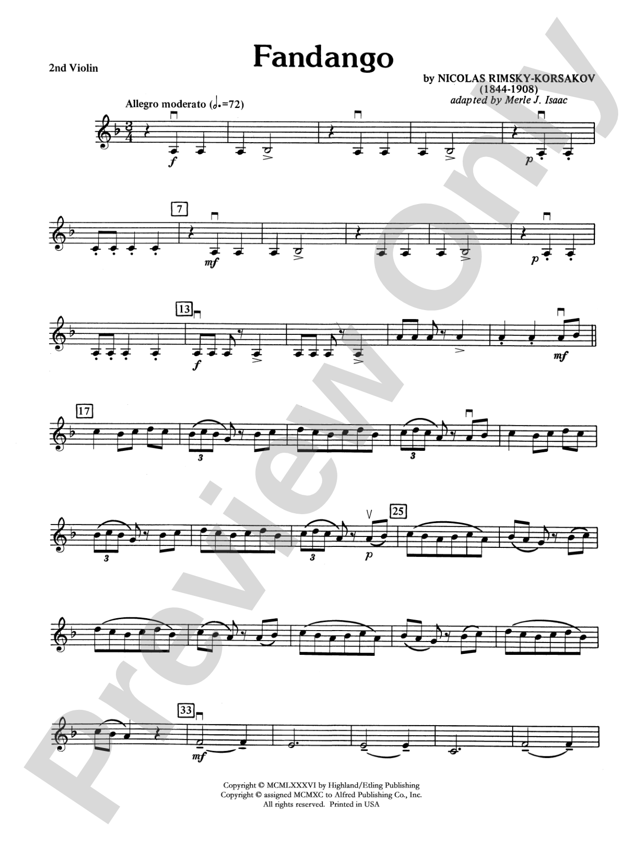 Fandango and Alborado: 2nd Violin