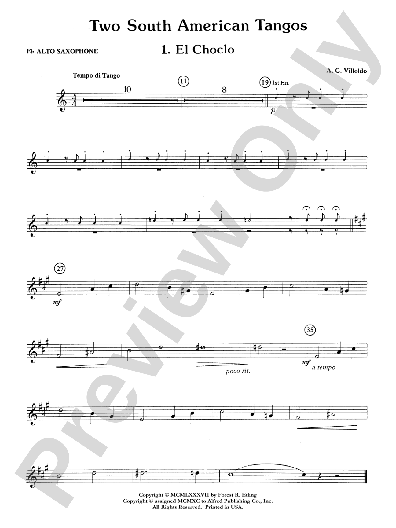Two South American Tangos: E-flat Alto Saxophone