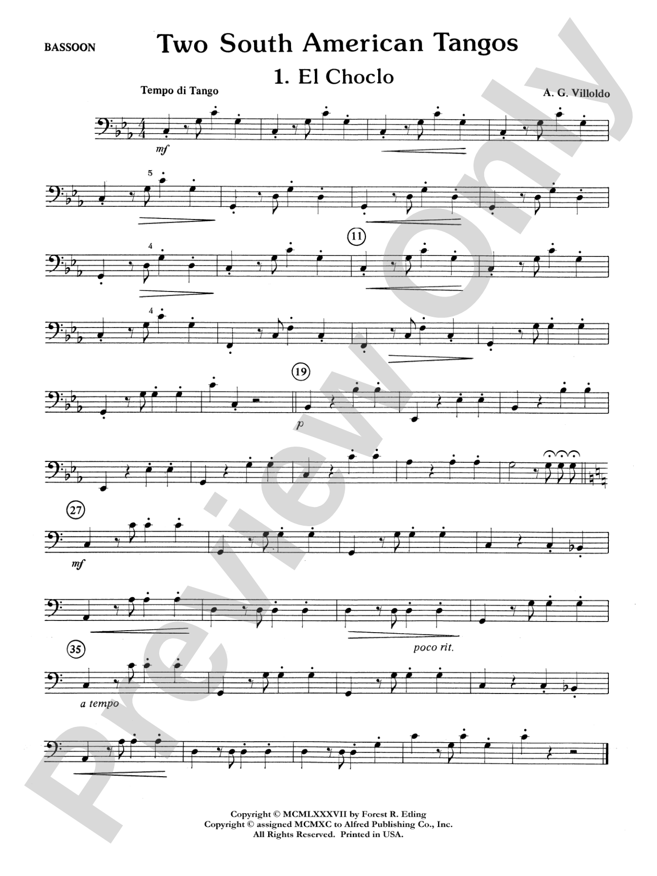 Two South American Tangos: Bassoon