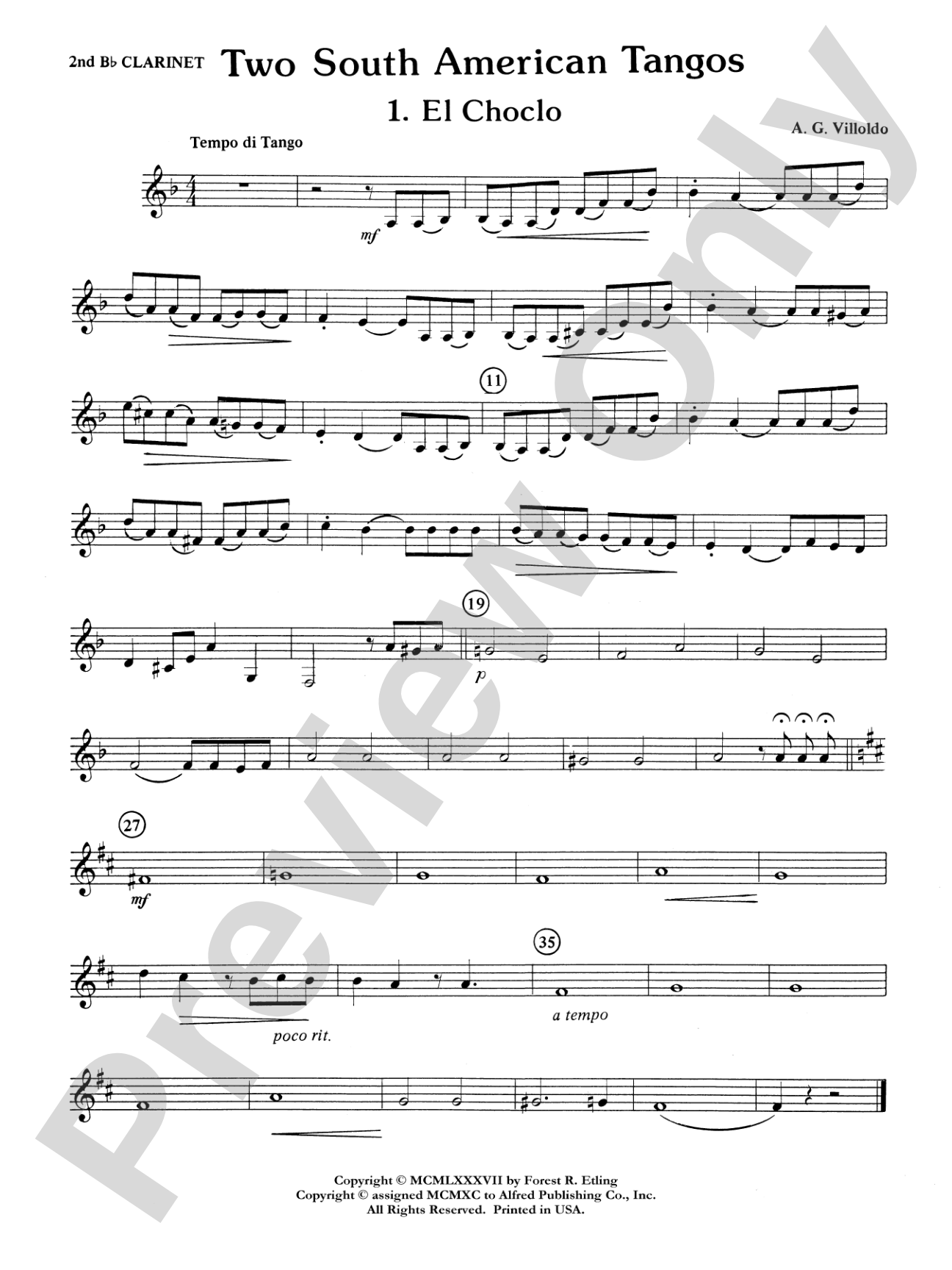 Two South American Tangos: 2nd B-flat Clarinet