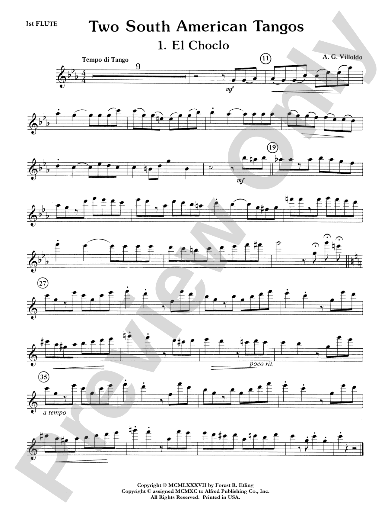 Two South American Tangos: Flute