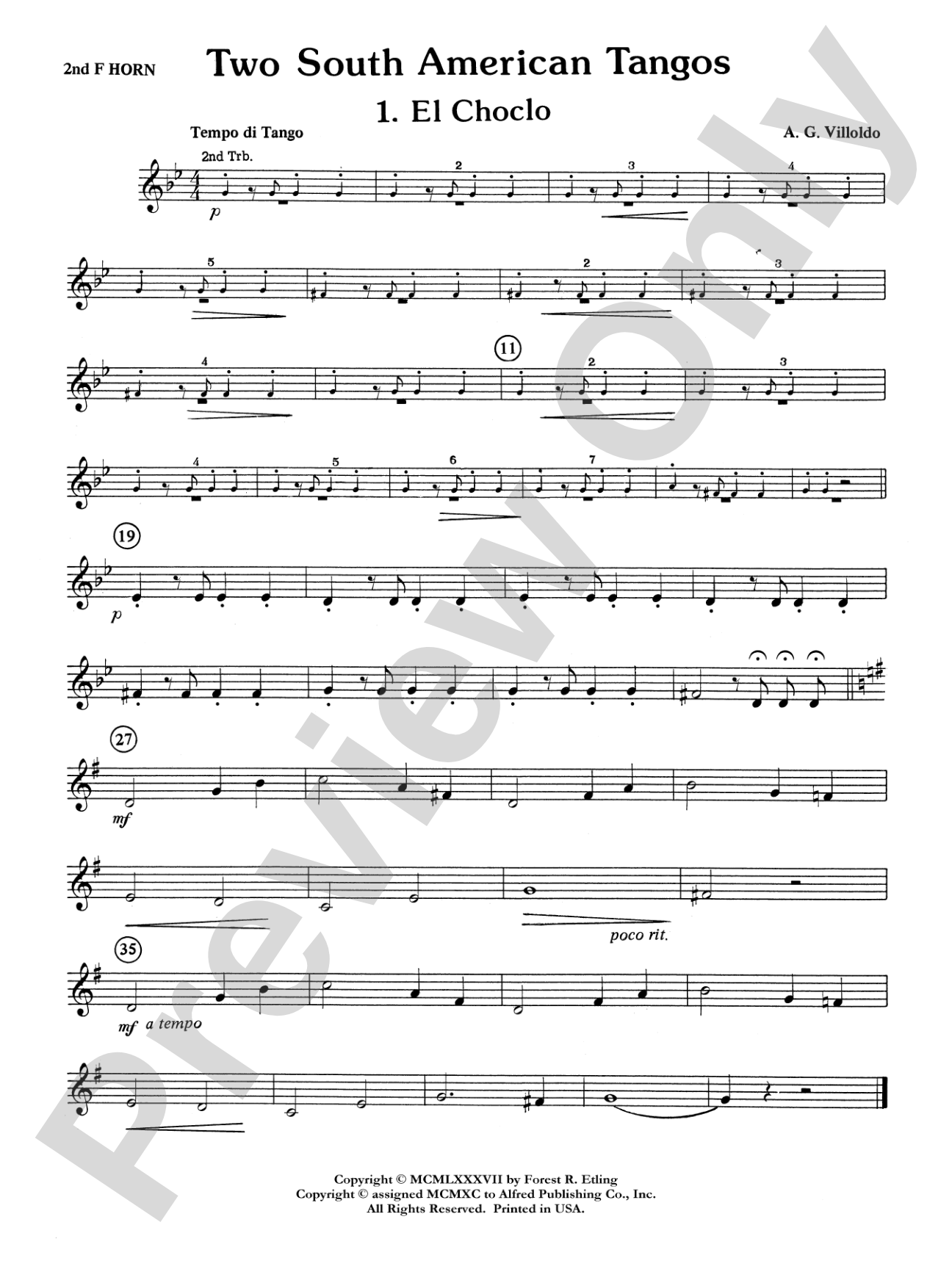 Two South American Tangos: 2nd F Horn
