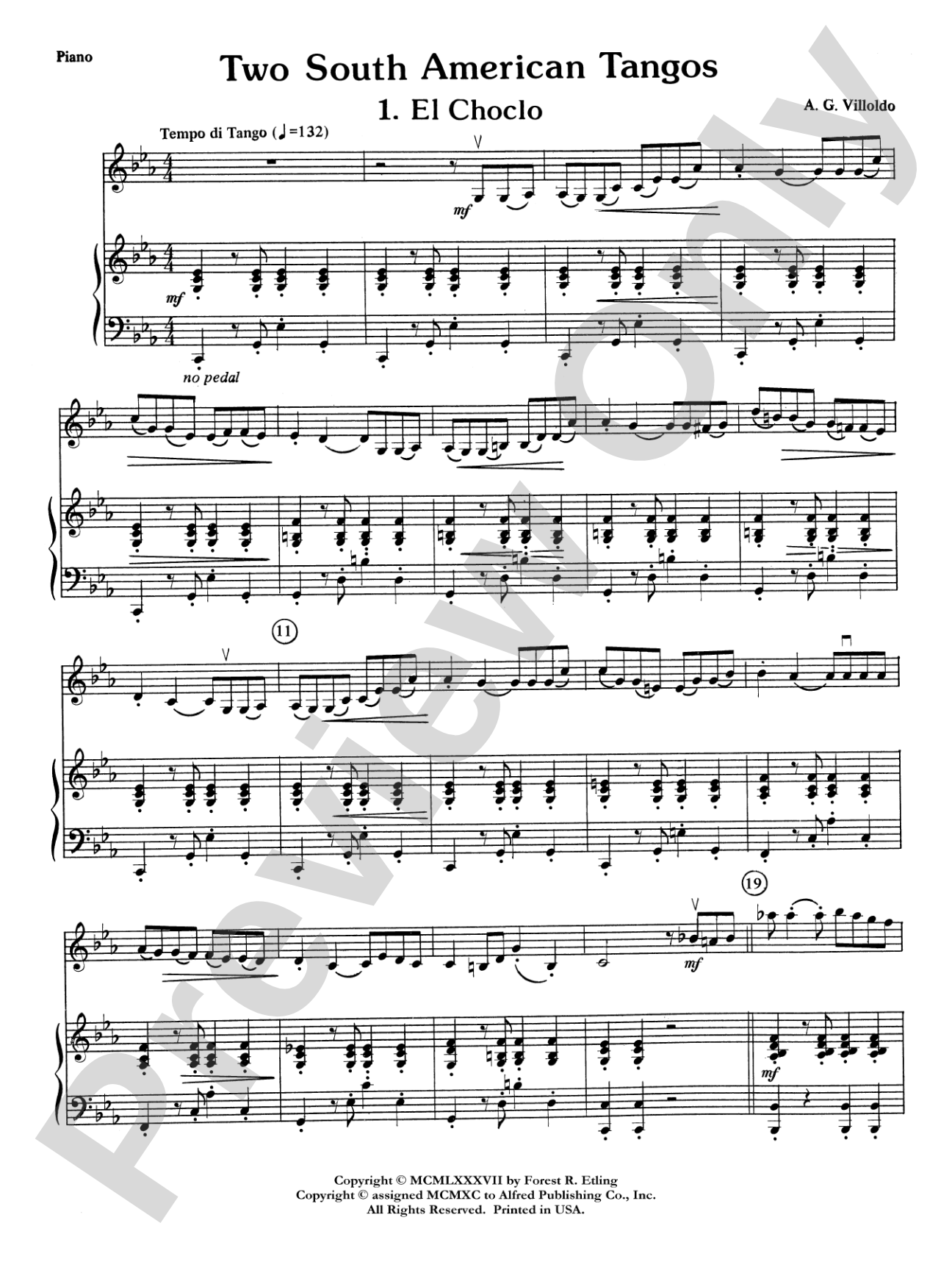 Two South American Tangos: Piano Accompaniment