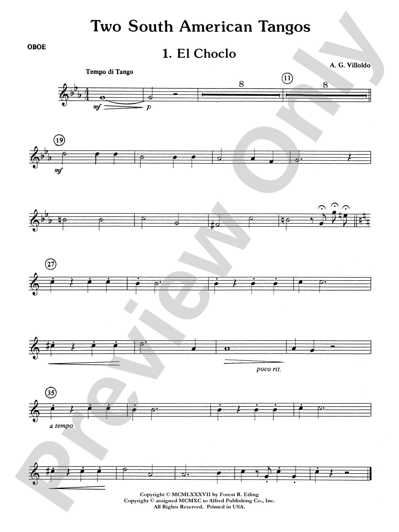 Two South American Tangos: Oboe