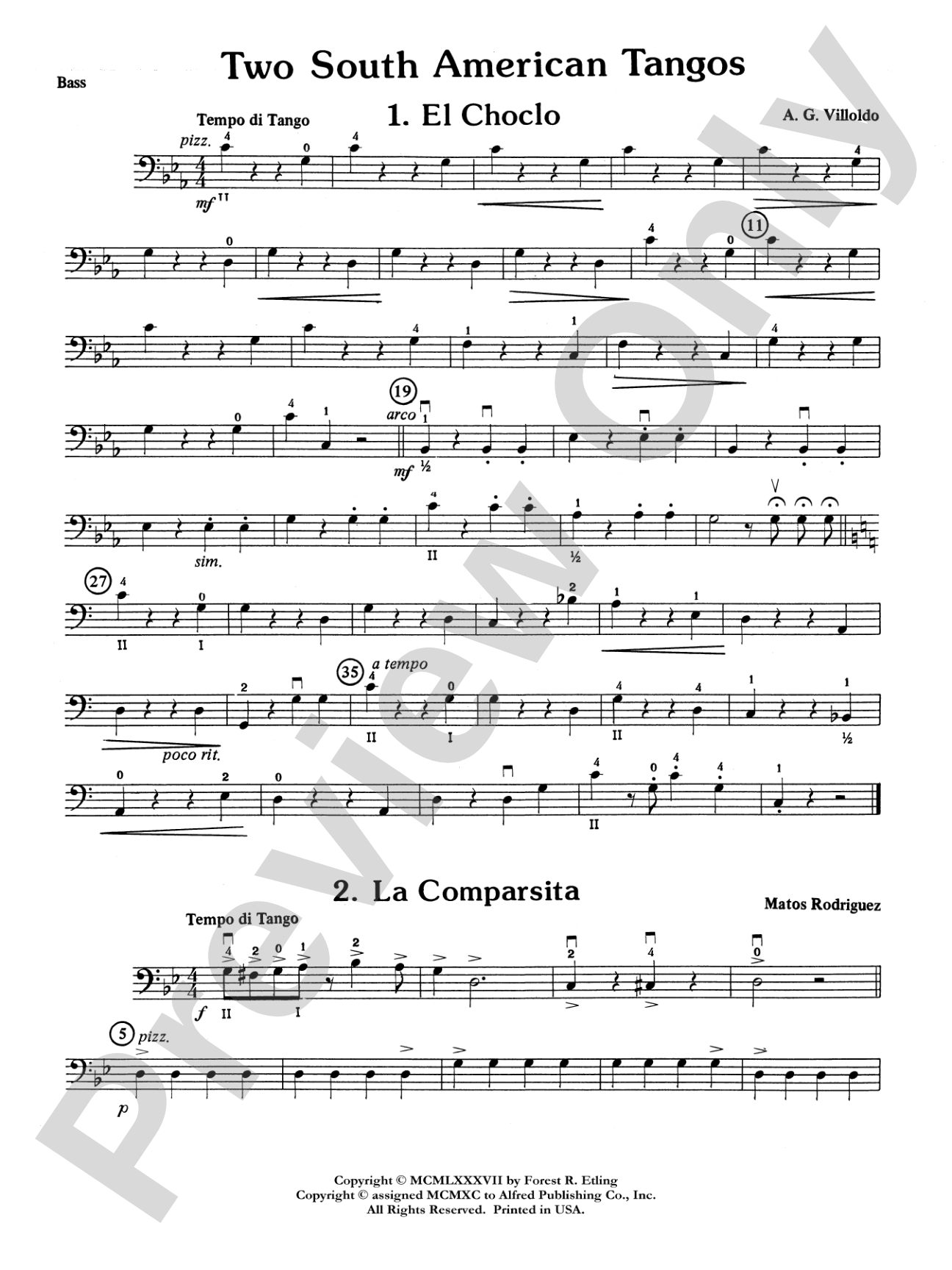 Two South American Tangos: String Bass