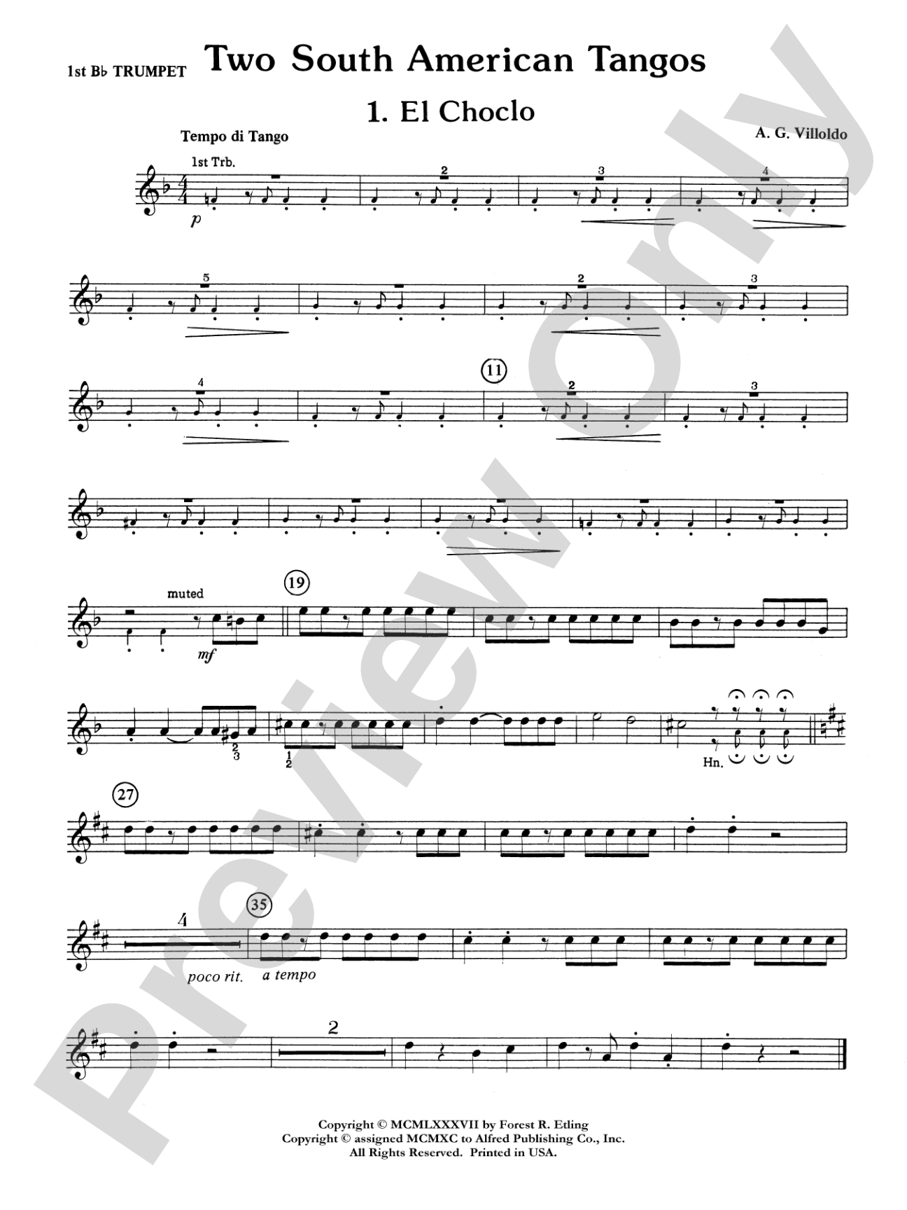 Two South American Tangos: 1st B-flat Trumpet
